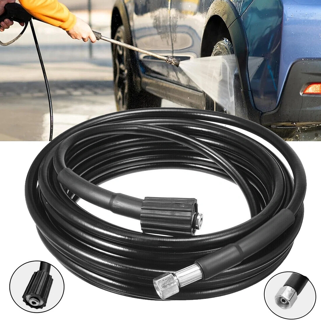 10M High Pressure Washer Hose Replacement Heavy Duty M22 M14 Connection Jet Power Wash Pipe view 2