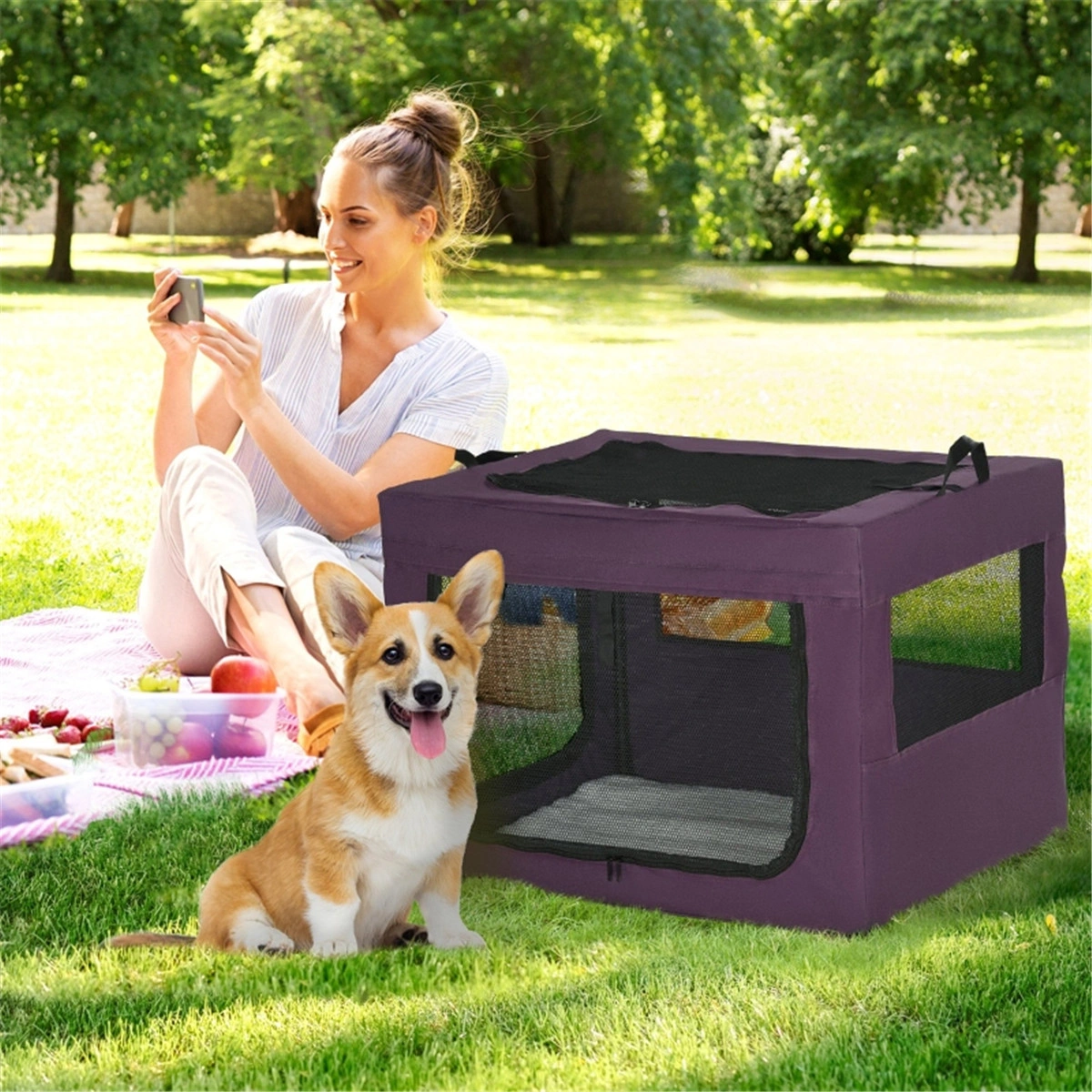 Pet Carrier Bag for Cats and Small Dogs, Soft Sided Portable Travel Crate with Shoulder Strap, Airline Approved Animal Transport Case, Foldable Pet Tote with Mesh Windows
