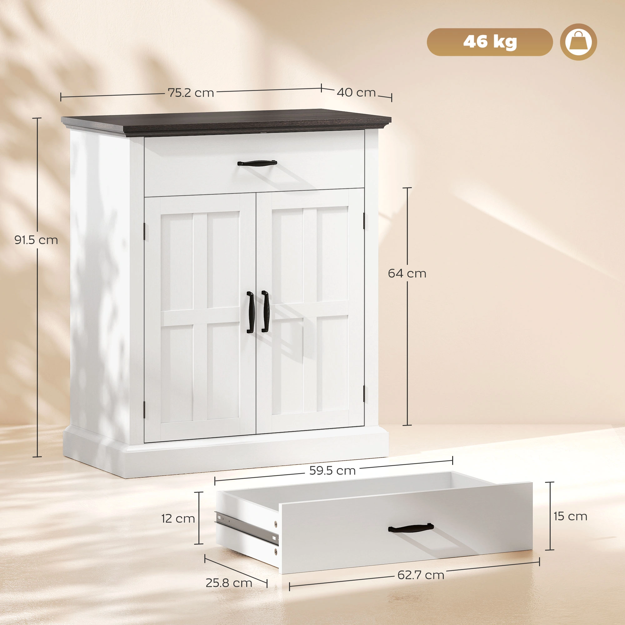 Modern Sideboard Buffet Cabinet with Storage Shelves & Drawers for Dining Room, Living Room view 3