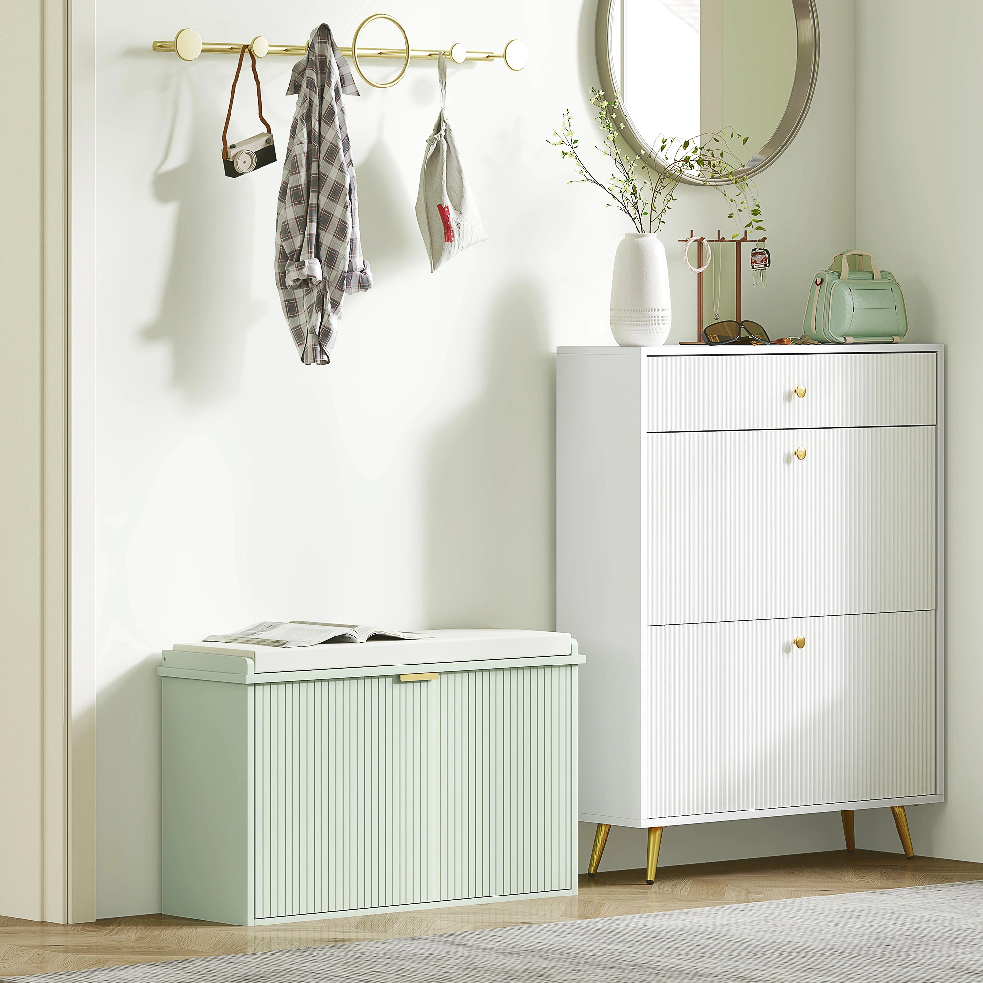 Shoe Storage Cabinet with Drawers, Multi-Layer Entryway Shoe Rack Organizer, Compact Hallway Shoe Cabinet for Home
