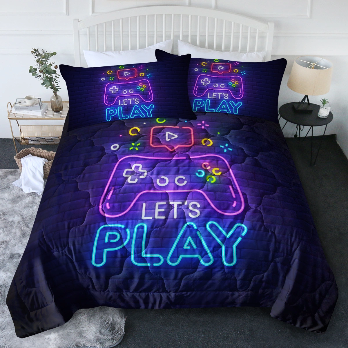 3PCS Colorful Radiance Comforter Set Queen Size, Enchanting Fascinating Bedding Set, Soft Cozy Duvet Cover Set for Bedroom view 2