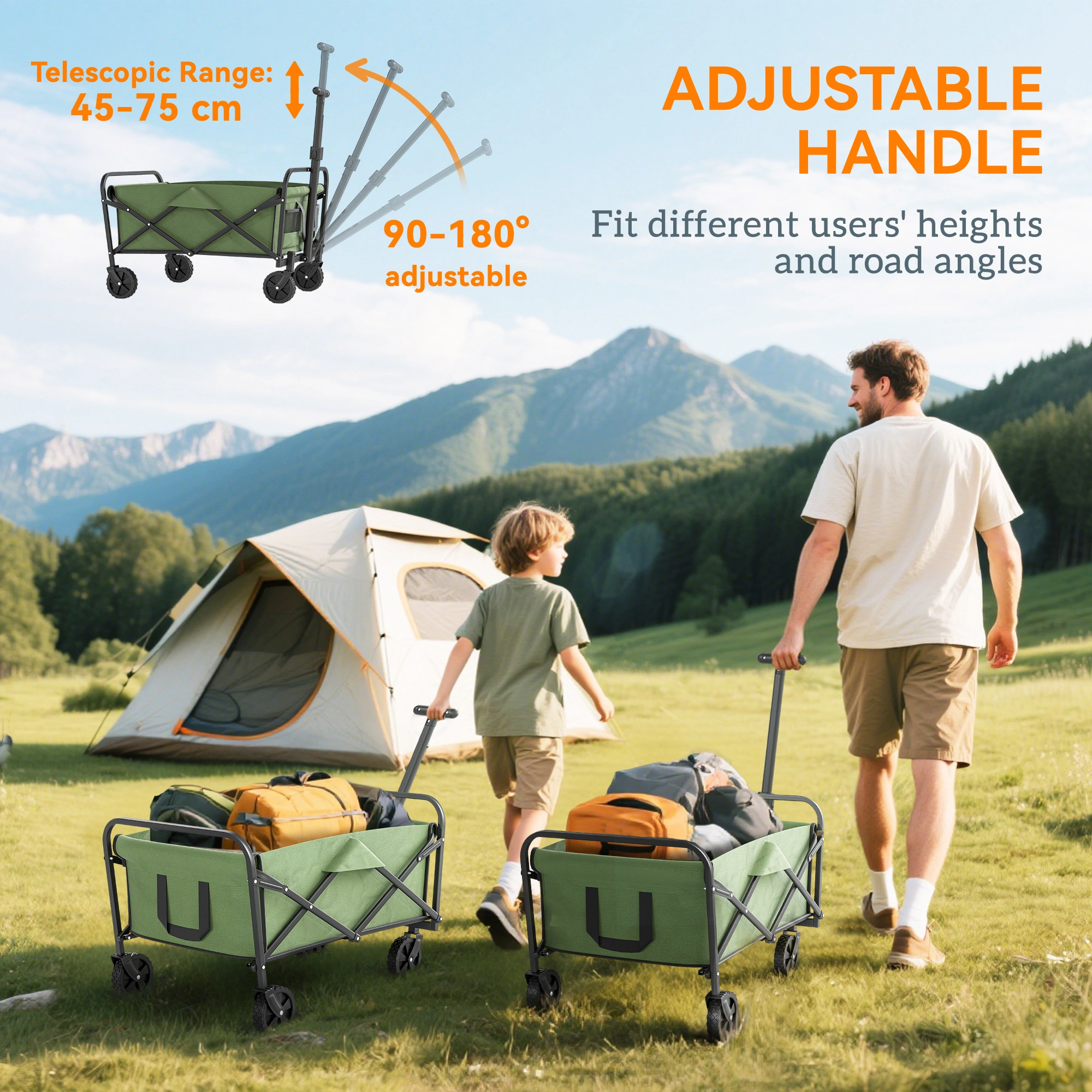 Portable Folding Hand Truck, Collapsible Utility Cart, Heavy Duty Moving Luggage Carrier Trolley view 5