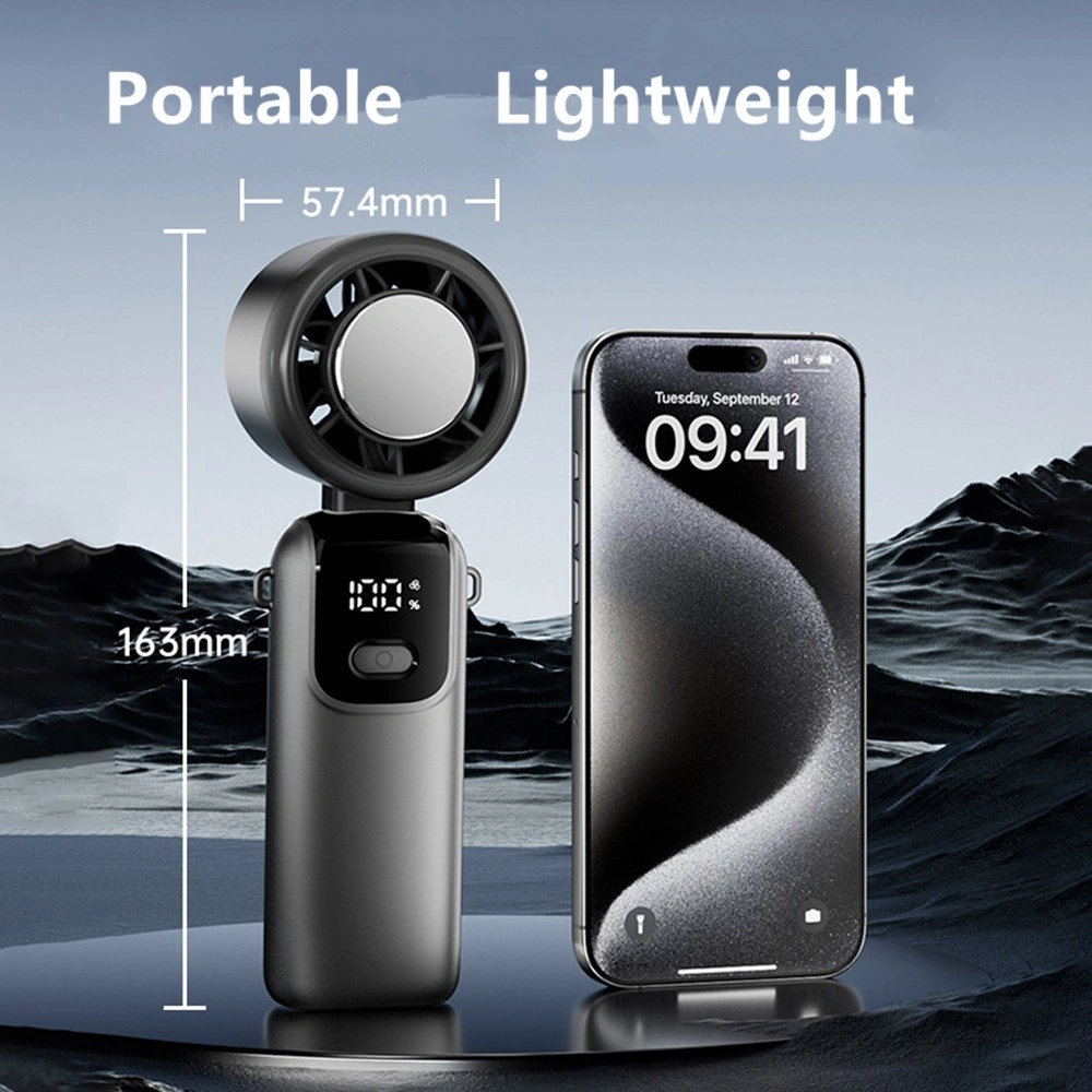 Portable Handheld Mini Turbo Fan In/Outdoor USB Rechargeable Ice Cooling Fans w/LED Display Fan view 5