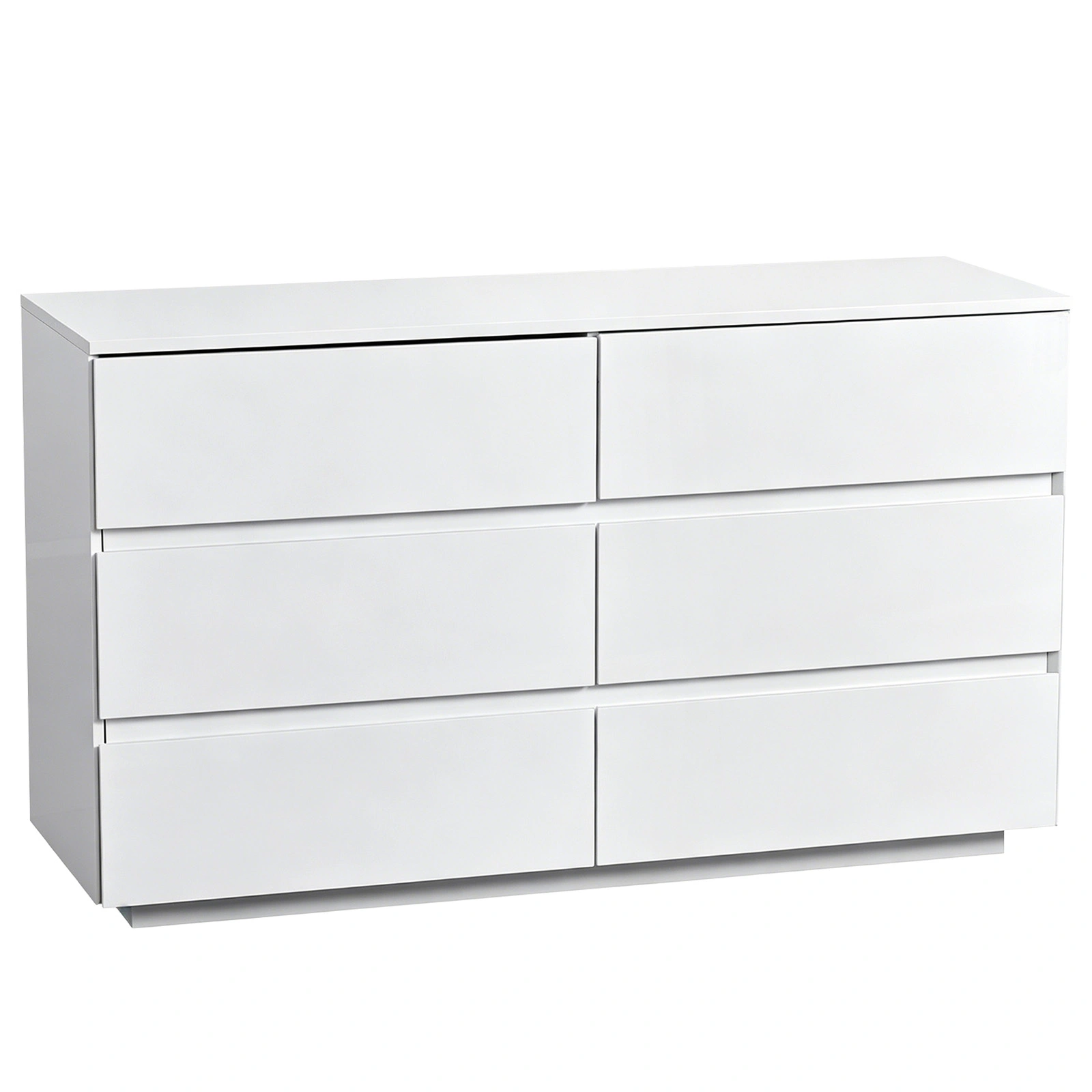 Handle-Free 6-Drawer Storage Cabinet Chest of Drawers with USB-Powered RGB LED Strip 47.24*15.75*27.56in High-Gloss White view 3