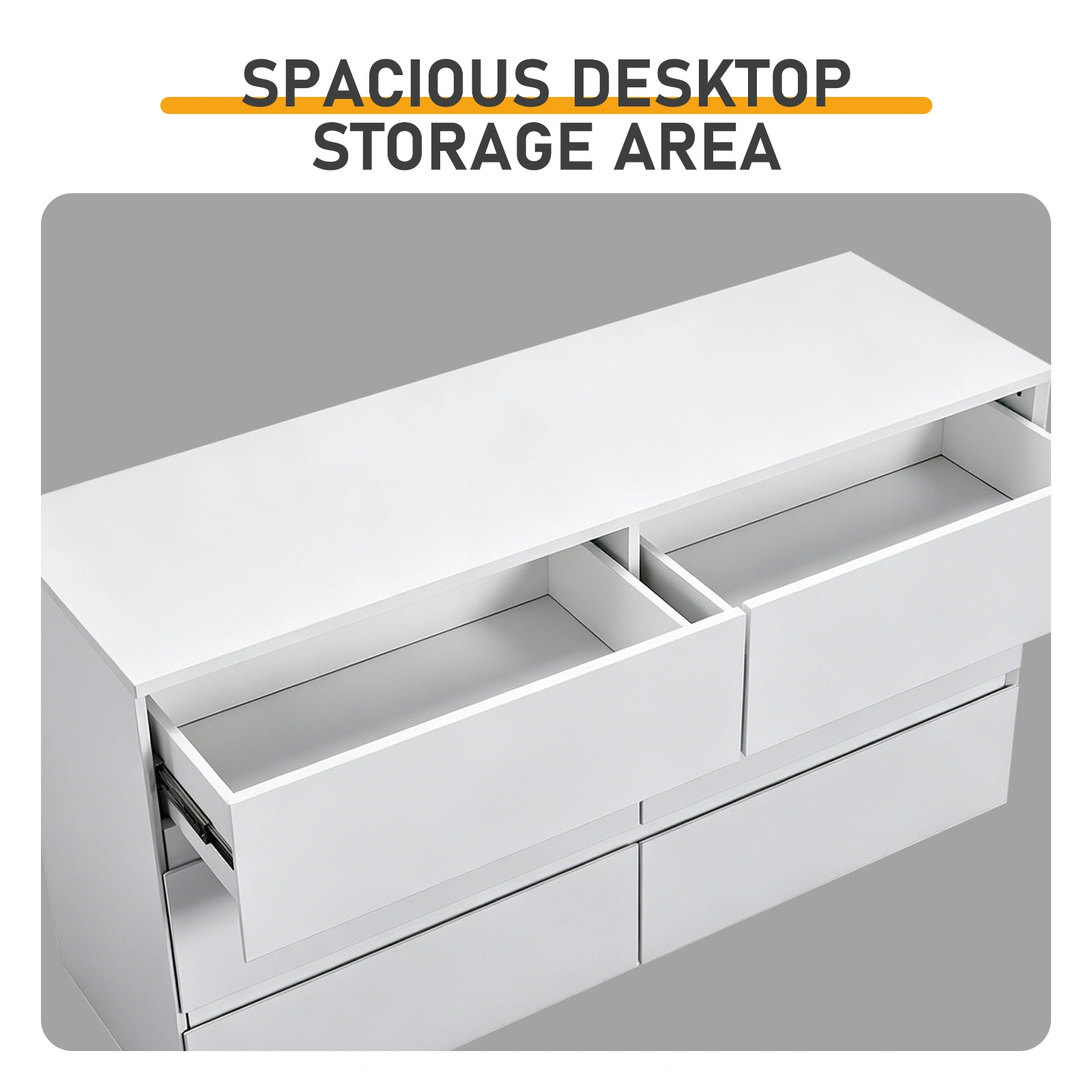 Handle-Free 6-Drawer Storage Cabinet Chest of Drawers with USB-Powered RGB LED Strip 47.24*15.75*27.56in High-Gloss White view 6