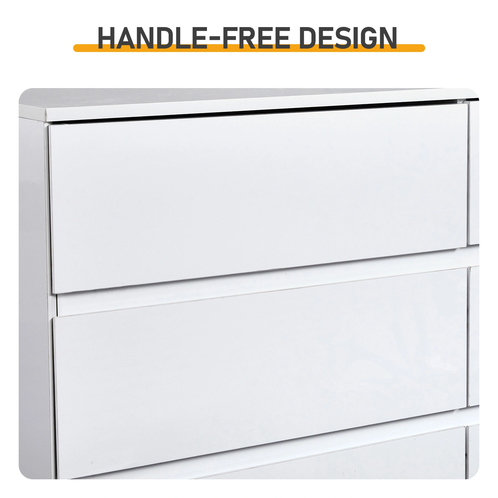 Handle-Free 6-Drawer Storage Cabinet Chest of Drawers with USB-Powered RGB LED Strip 47.24*15.75*27.56in High-Gloss White view 7