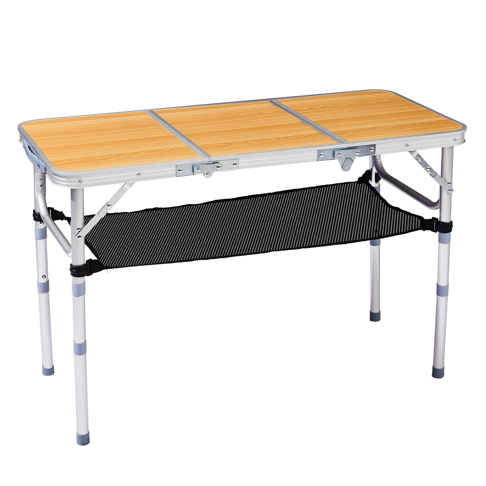 Outdoor Folding Camping Table, 3ft Portable Pinic Table with 3 Adjustable Height, Small Aluminum Foldable Lightweight Patio Side Table with Carry Handle for Outdoor Indoor Hiking Camp BBQ Beach