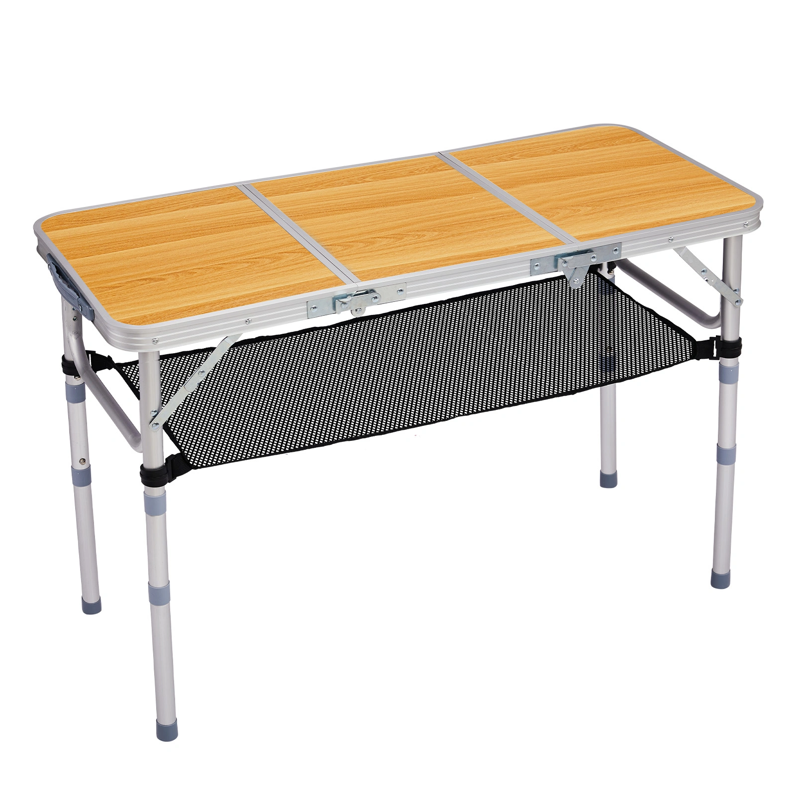 Outdoor Folding Camping Table, 3ft Portable Pinic Table with 3 Adjustable Height, Small Aluminum Foldable Lightweight Patio Side Table with Carry Handle for Outdoor Indoor Hiking Camp BBQ Beach view 3