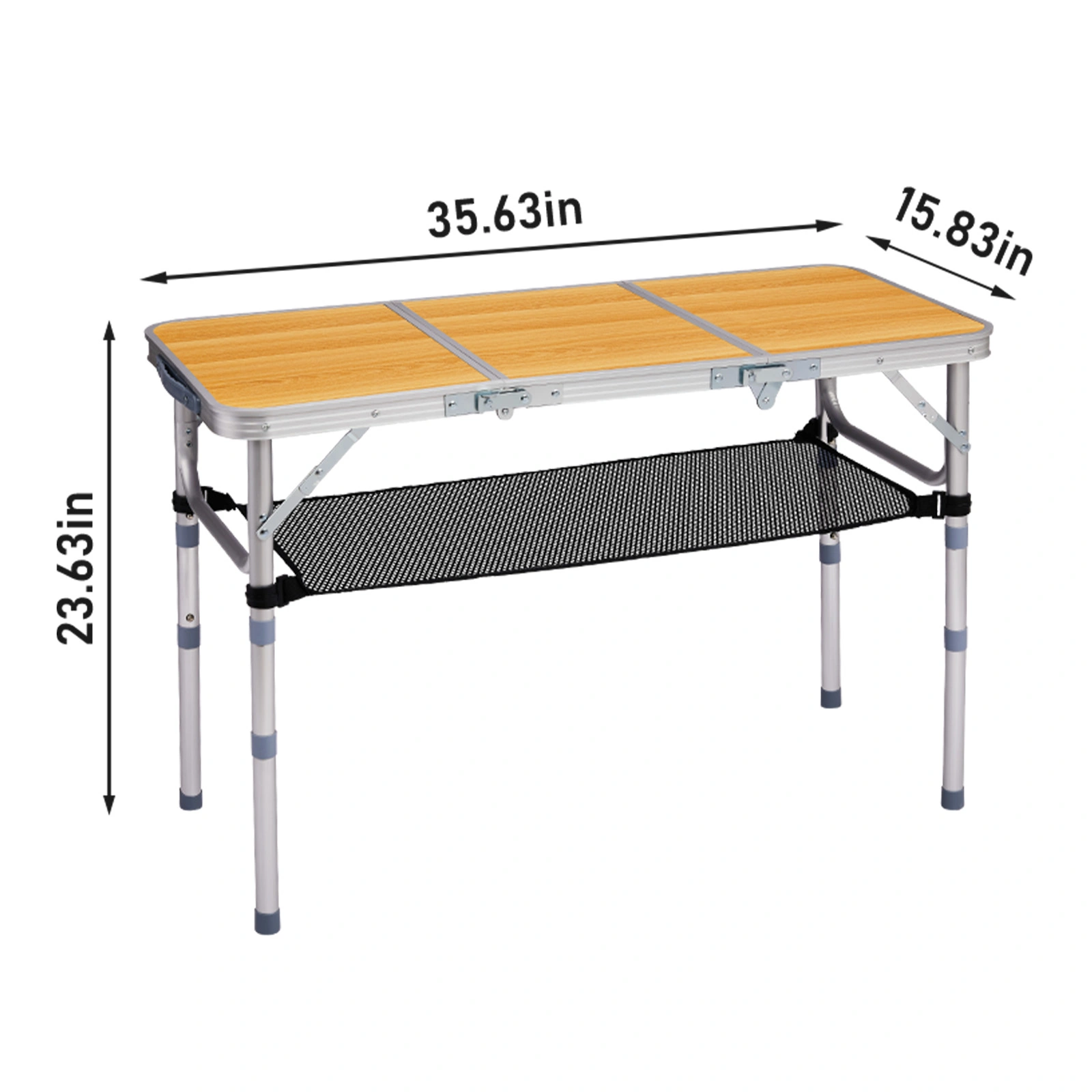 Outdoor Folding Camping Table, 3ft Portable Pinic Table with 3 Adjustable Height, Small Aluminum Foldable Lightweight Patio Side Table with Carry Handle for Outdoor Indoor Hiking Camp BBQ Beach view 7