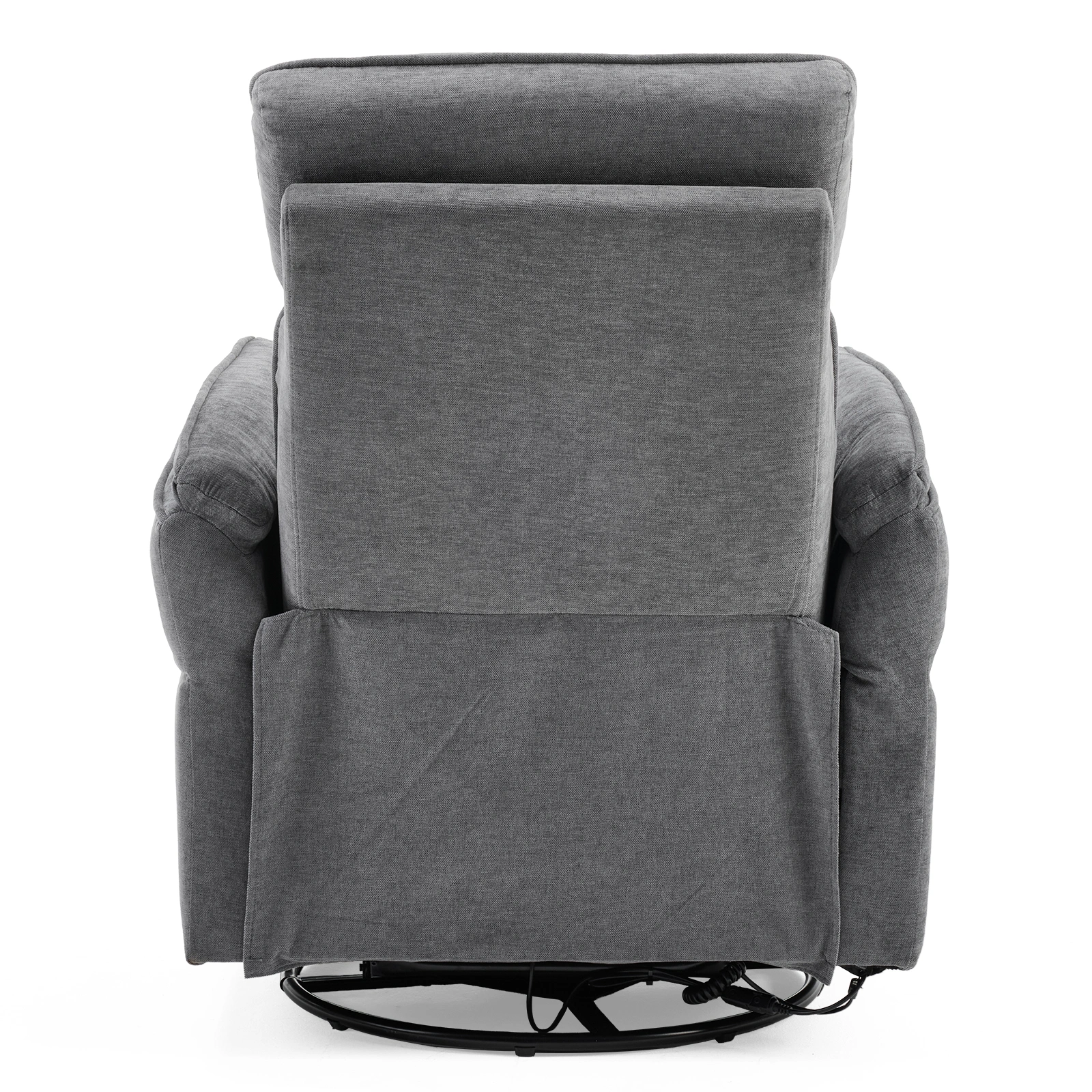 Power Recliner Chair 300° Swivel Rocker Electric Reclining Chair Adjustable Headrest Foldable Armrests 330 Lbs Weight Capacity Chenille Dark Gray Indoor view 2