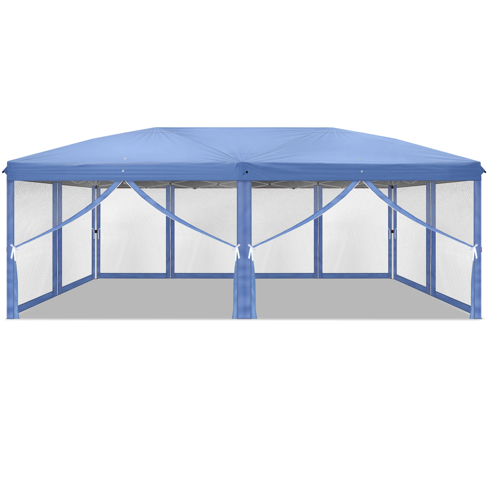 10x20 ft Blue Pop Up Canopy Tent, Instant Folding Shelter with 6 Mesh Panels, 2 Doors & 4 Mesh Windows, 28/22mm Powder Coated Iron Legs, 10x20mm Reinforced Crossbar, 210D Oxford Fabric Outdoor Foldable Canopy with Carry Bag, Without Sandbags view 14