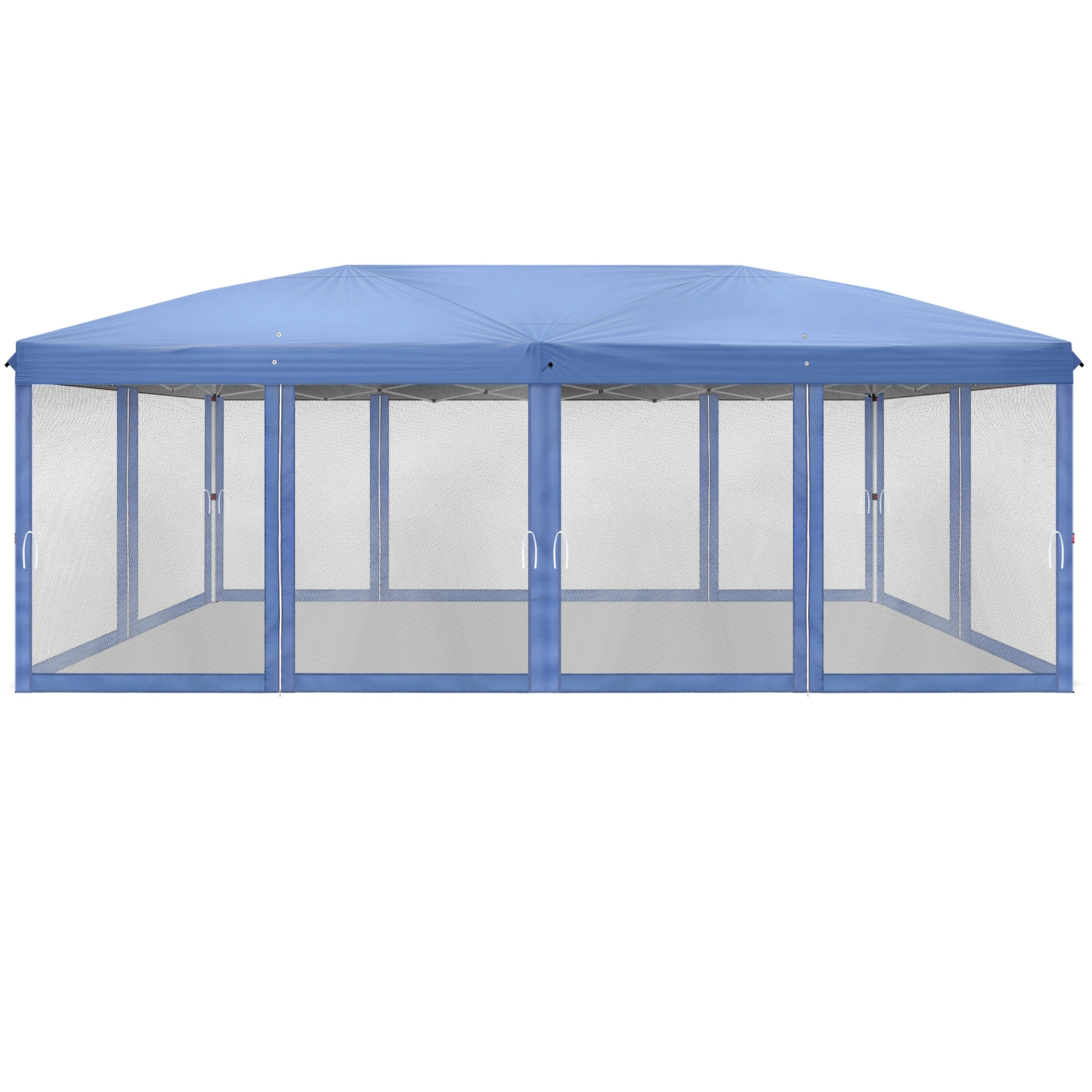 10x20 ft Blue Pop Up Canopy Tent, Instant Folding Shelter with 6 Mesh Panels, 2 Doors & 4 Mesh Windows, 28/22mm Powder Coated Iron Legs, 10x20mm Reinforced Crossbar, 210D Oxford Fabric Outdoor Foldable Canopy with Carry Bag, Without Sandbags view 16