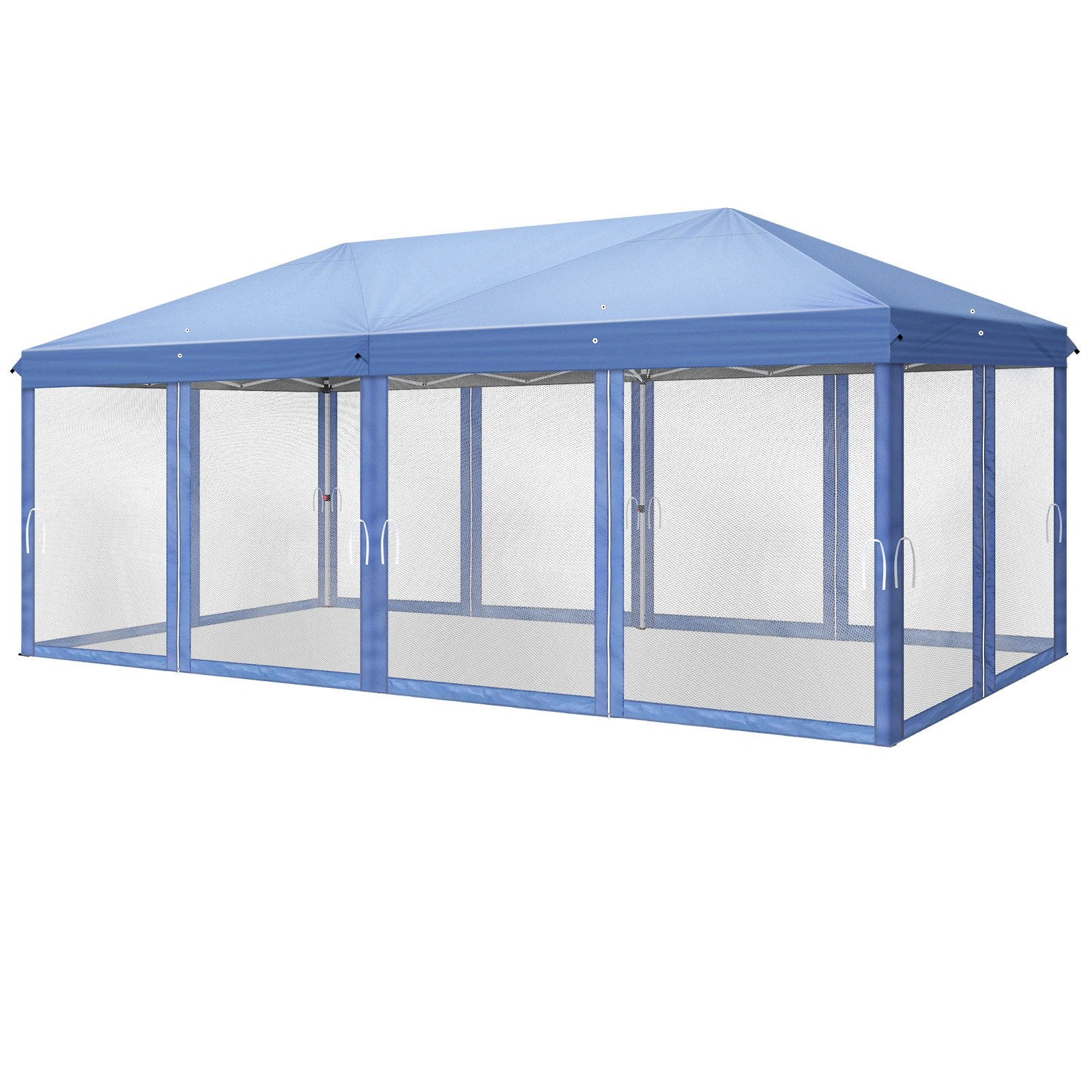 10x20 ft Blue Pop Up Canopy Tent, Instant Folding Shelter with 6 Mesh Panels, 2 Doors & 4 Mesh Windows, 28/22mm Powder Coated Iron Legs, 10x20mm Reinforced Crossbar, 210D Oxford Fabric Outdoor Foldable Canopy with Carry Bag, Without Sandbags view 17