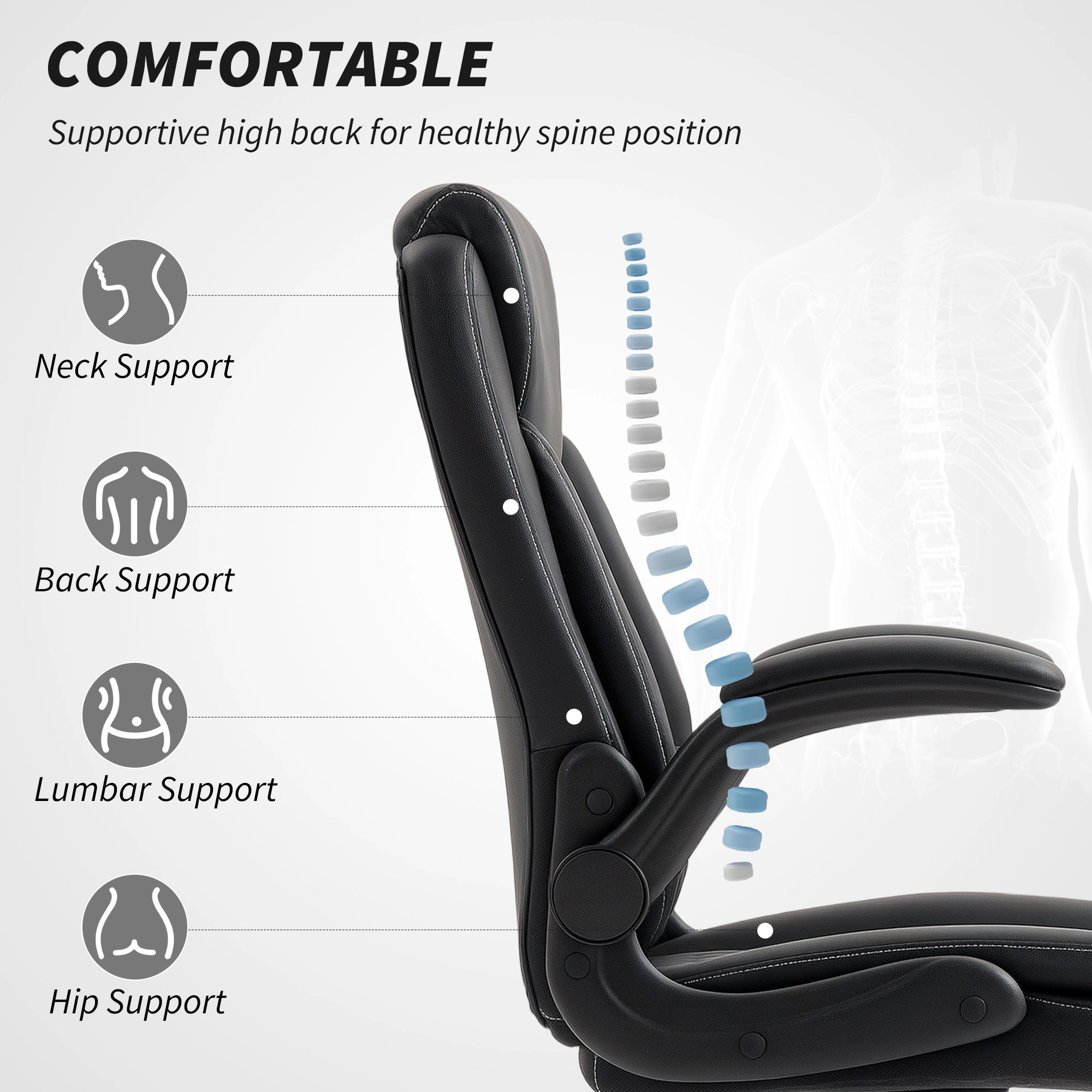 Executive Massage Office Chair High Back Recliner Ergonomic Swivel Chair with Lumbar Support view 5