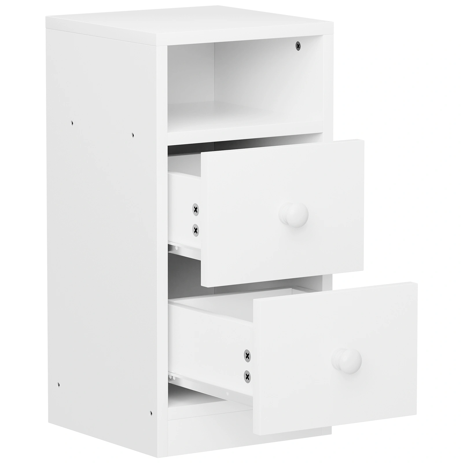 2 Pack White Nightstands with 2 Drawers Modern Bedside Tables for Bedroom Living Room view 3