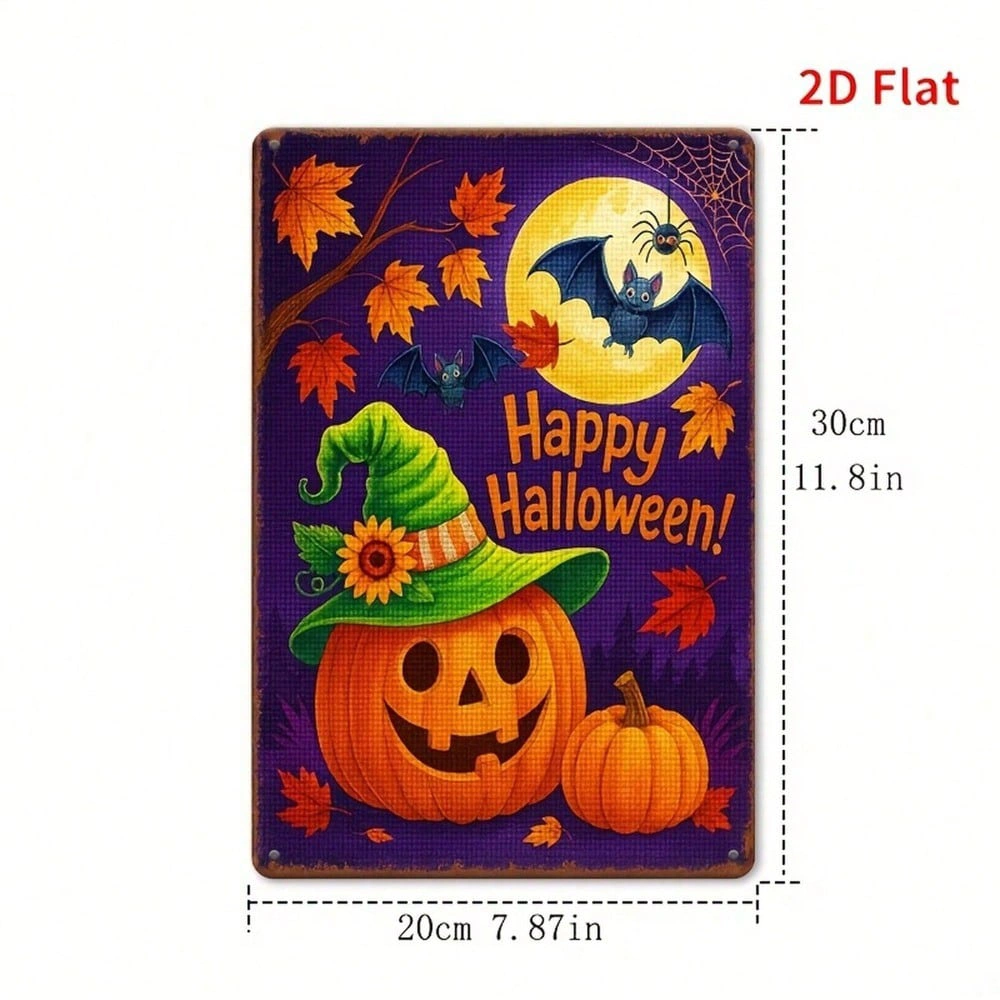 Happy Halloween Vintage Metal Sign 8x12, Funny Retro Tin Wall Plaque, Halloween Party Home Bar Decor, Thematic Home Decoration view 2