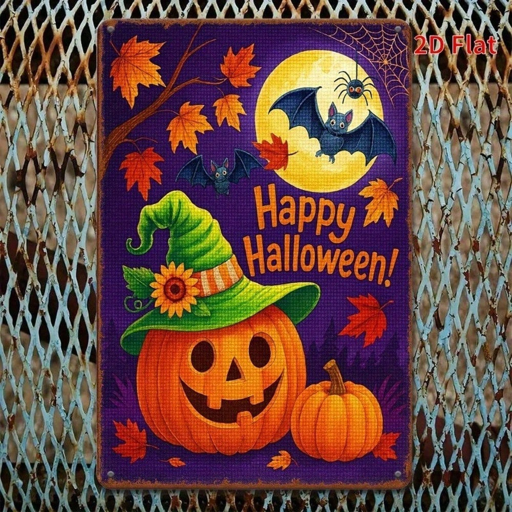 Happy Halloween Vintage Metal Sign 8x12, Funny Retro Tin Wall Plaque, Halloween Party Home Bar Decor, Thematic Home Decoration view 3