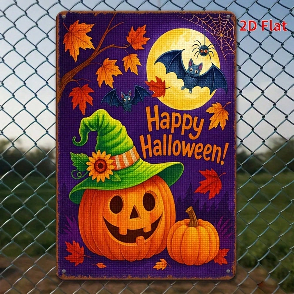 Happy Halloween Vintage Metal Sign 8x12, Funny Retro Tin Wall Plaque, Halloween Party Home Bar Decor, Thematic Home Decoration view 4