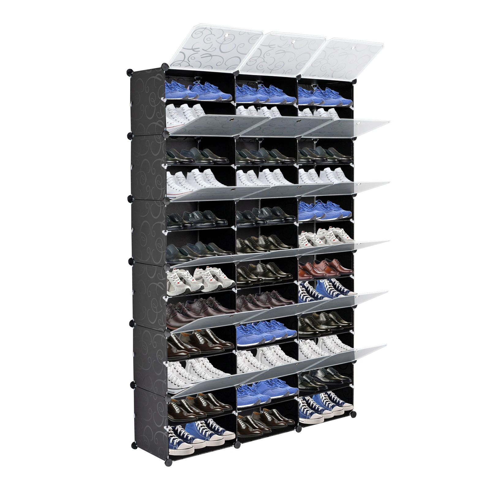 12-Tier Portable 72 Pair Shoe Rack Organizer 36 Grids Tower Shelf Storage Cabinet Stand Expandable for Heels, Boots, Slippers, Black view 2
