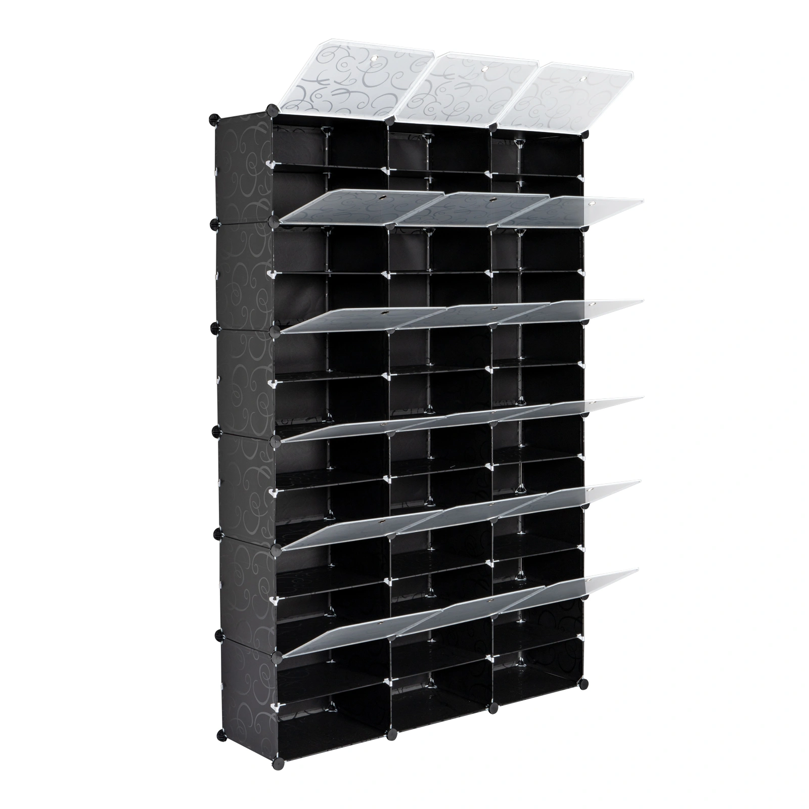 12-Tier Portable 72 Pair Shoe Rack Organizer 36 Grids Tower Shelf Storage Cabinet Stand Expandable for Heels, Boots, Slippers, Black view 3