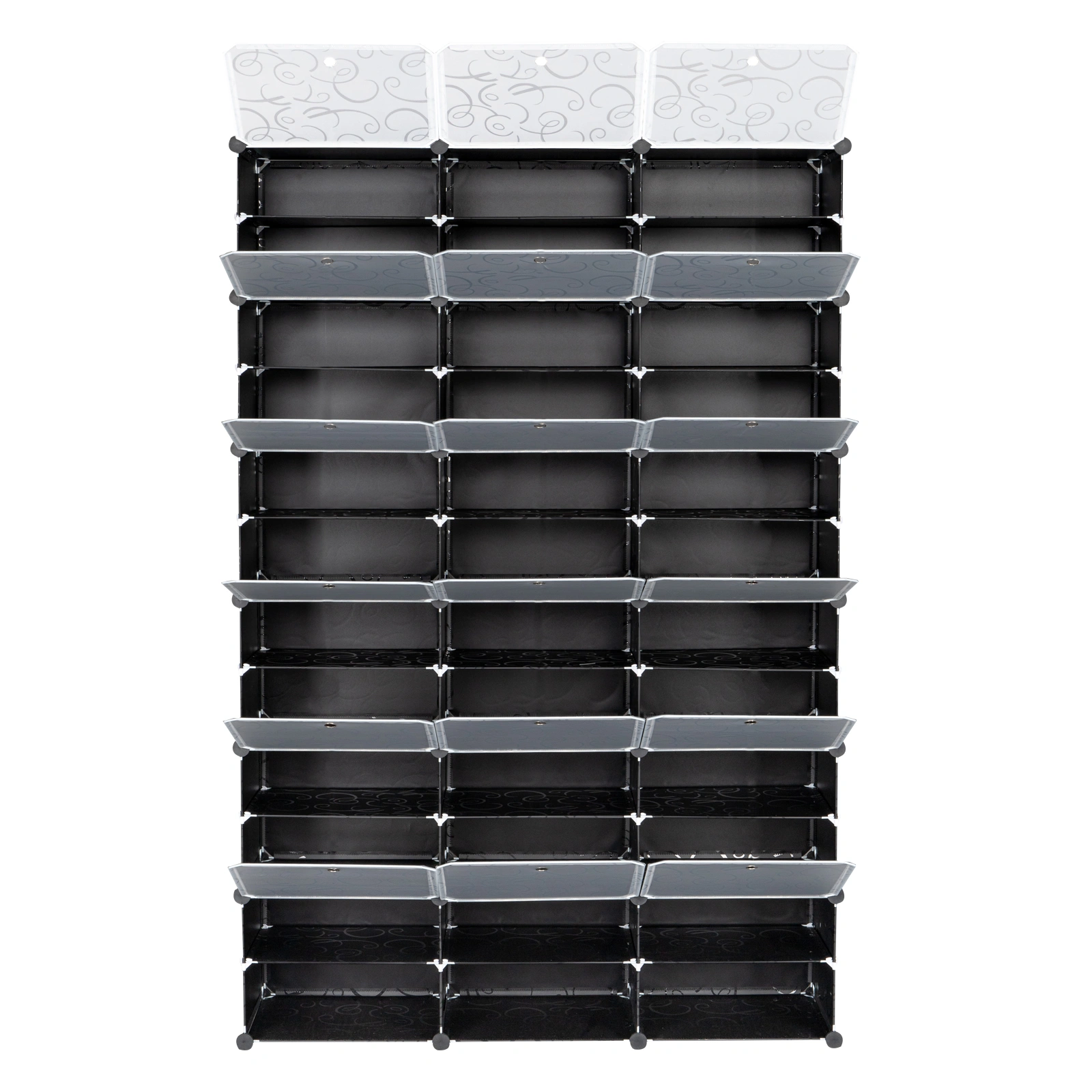 12-Tier Portable 72 Pair Shoe Rack Organizer 36 Grids Tower Shelf Storage Cabinet Stand Expandable for Heels, Boots, Slippers, Black view 9