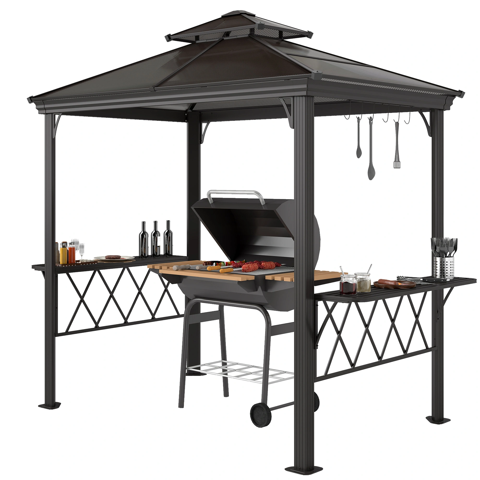 Outdoor Barbecue Cooking Pergola Grill Gazebo with Heater Bracket view 2
