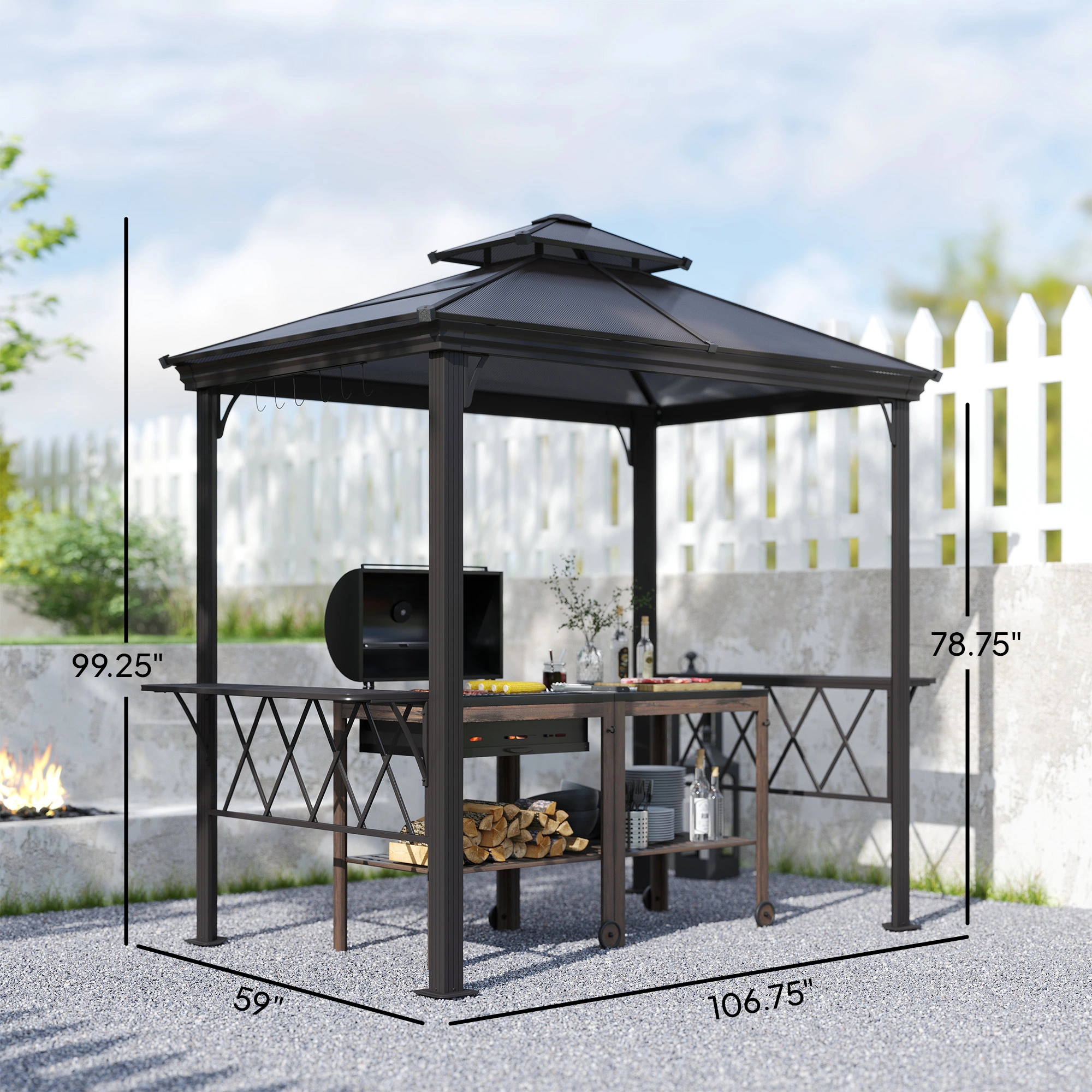 Outdoor Barbecue Cooking Pergola Grill Gazebo with Heater Bracket view 5