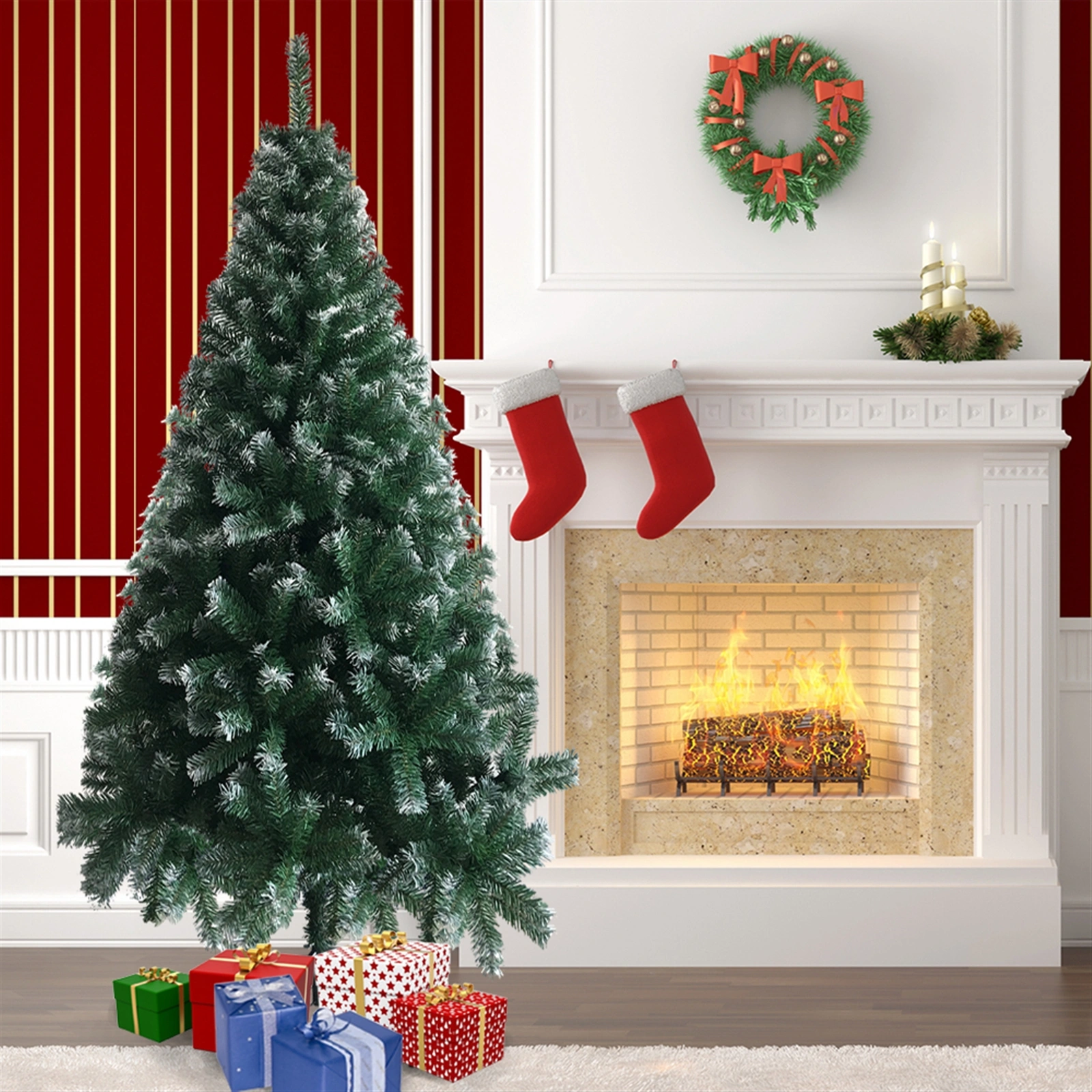 6FT Iron Leg White PVC 650 Branches Christmas Tree view 5