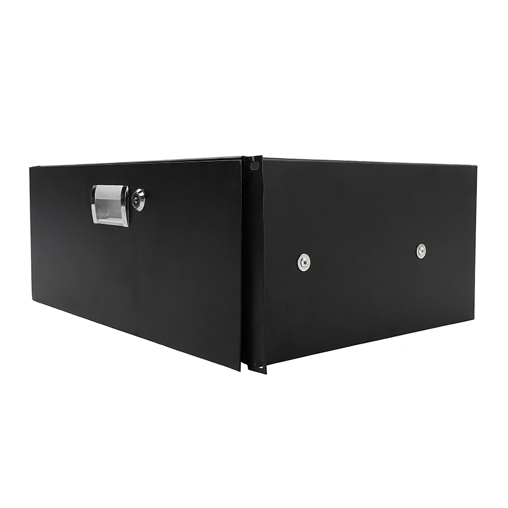 19" 4U Steel Plate DJ Drawer Equipment Cabinet with Keys Black view 10