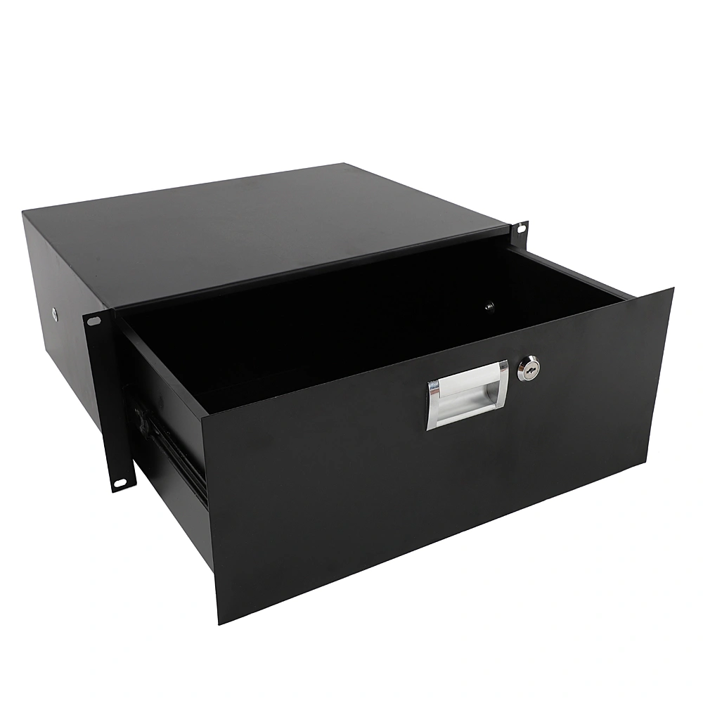 19" 4U Steel Plate DJ Drawer Equipment Cabinet with Keys Black view 12