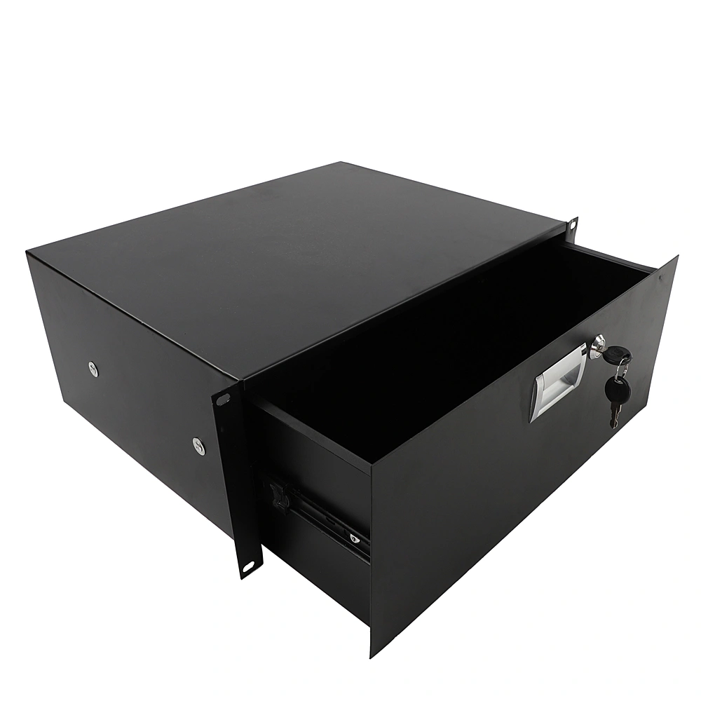 19" 4U Steel Plate DJ Drawer Equipment Cabinet with Keys Black view 13