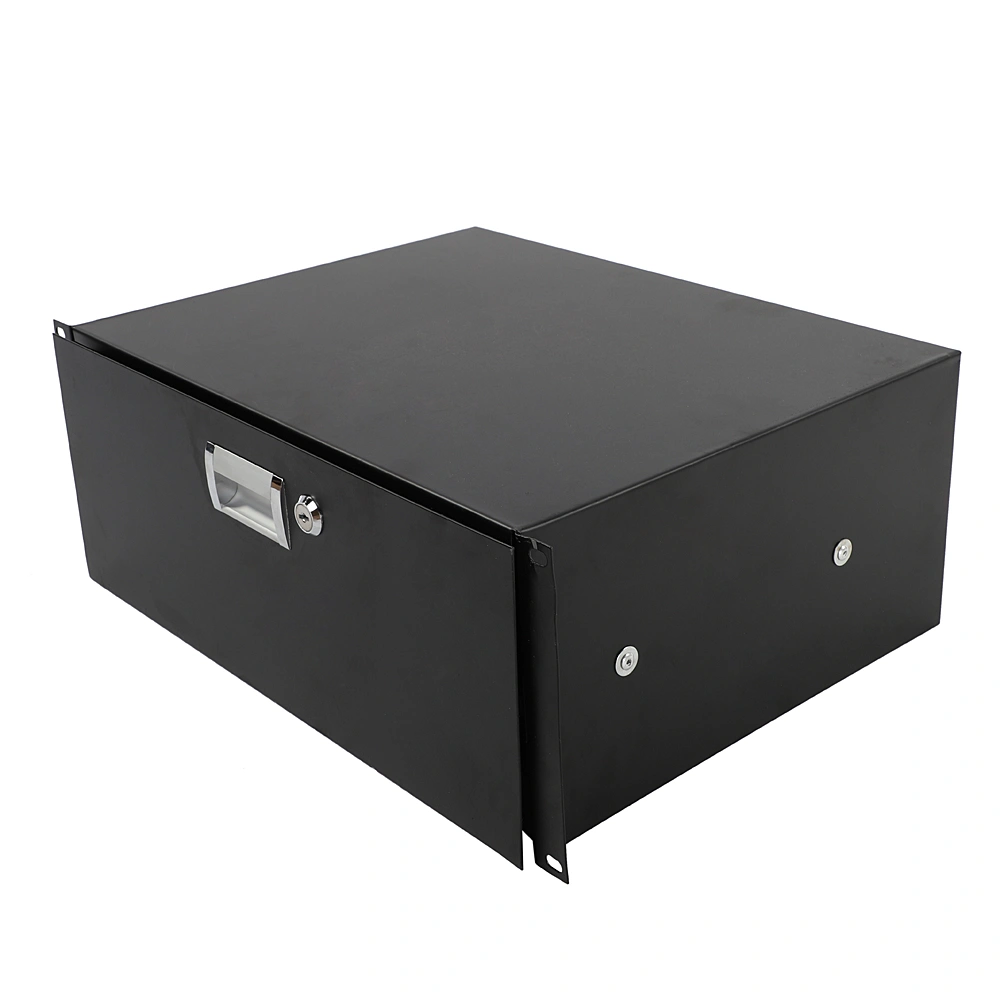 19" 4U Steel Plate DJ Drawer Equipment Cabinet with Keys Black view 14