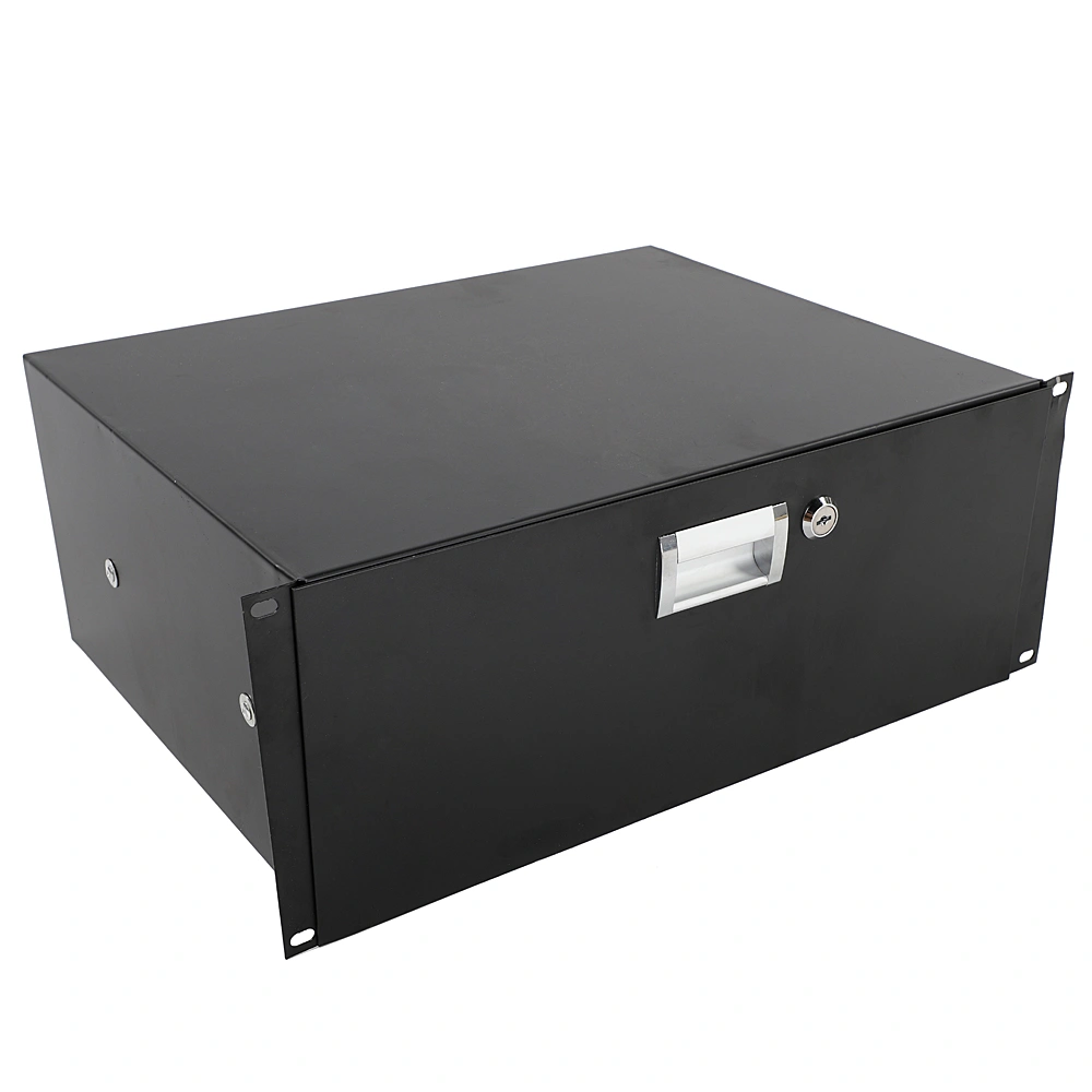 19" 4U Steel Plate DJ Drawer Equipment Cabinet with Keys Black view 15