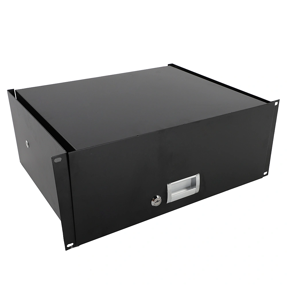 19" 4U Steel Plate DJ Drawer Equipment Cabinet with Keys Black view 16