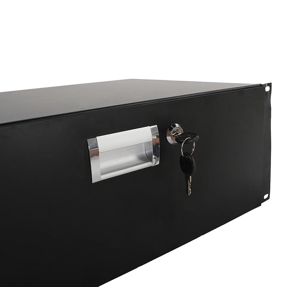 19" 4U Steel Plate DJ Drawer Equipment Cabinet with Keys Black view 17