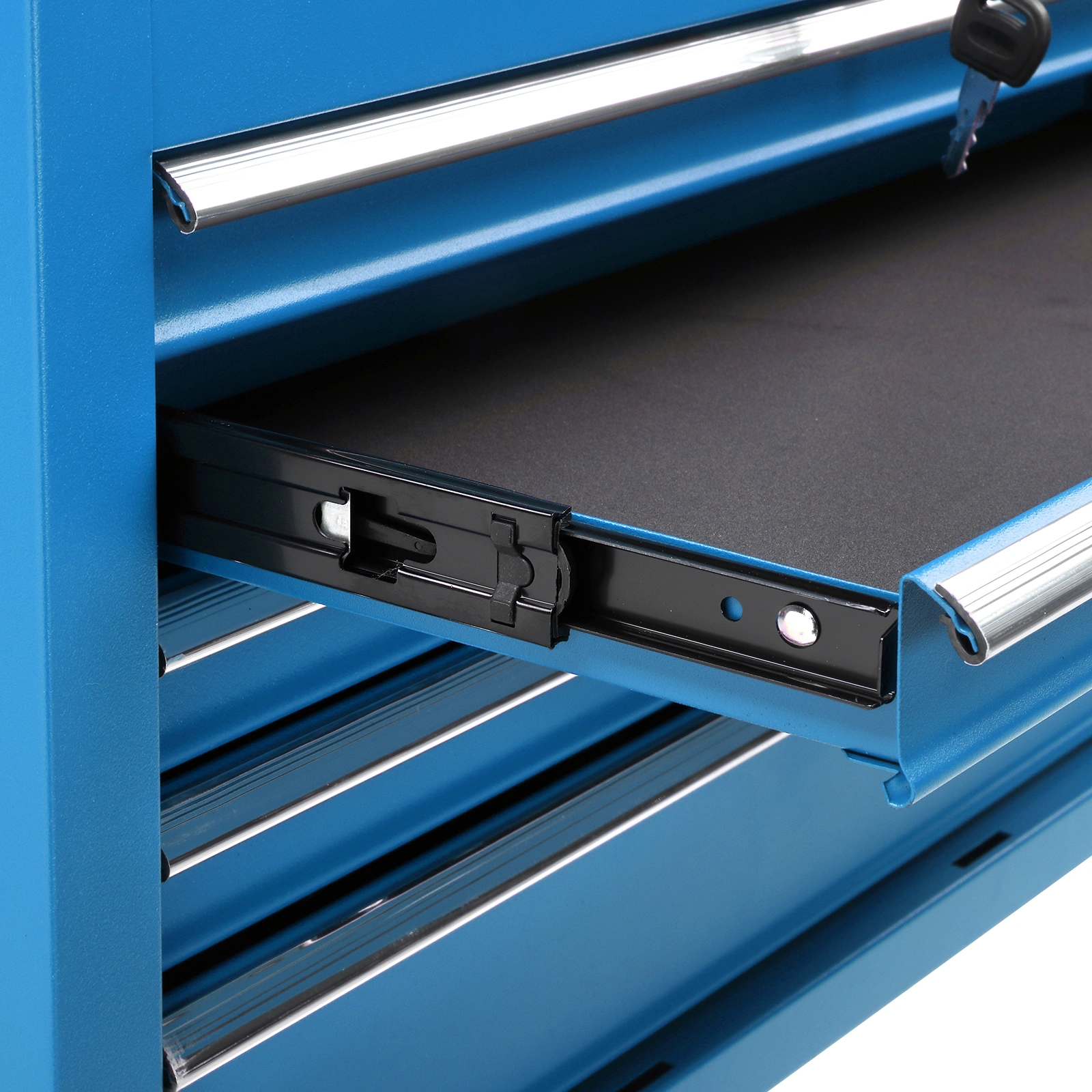 5-Drawer Lockable Steel Tool Chest, 330 lbs Capacity, Blue Heavy-Duty Tool Storage Cabinet with Drawer Liners & Lid Support for Workshop/Garage Maintenance view 12