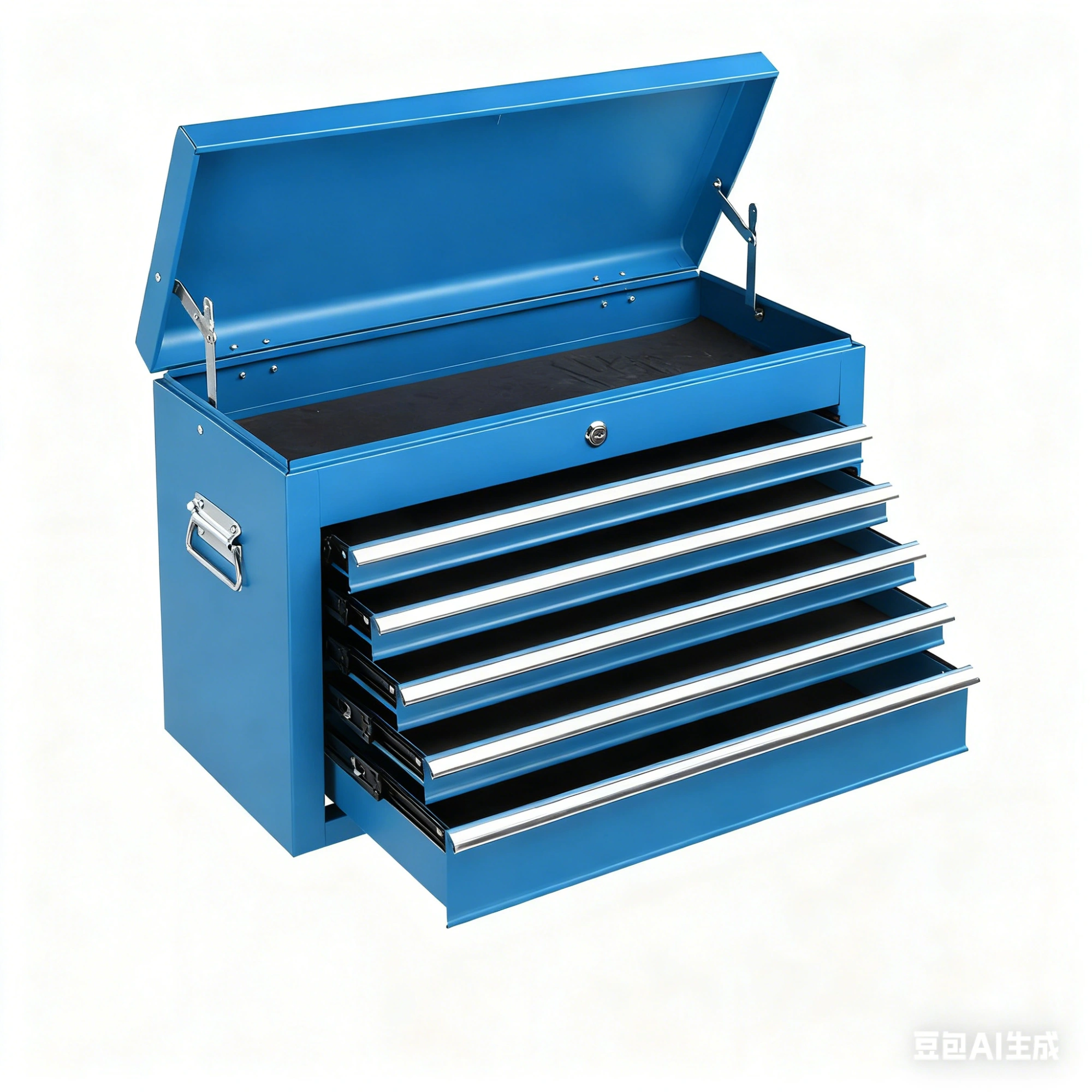 5-Drawer Lockable Steel Tool Chest, 330 lbs Capacity, Blue Heavy-Duty Tool Storage Cabinet with Drawer Liners & Lid Support for Workshop/Garage Maintenance view 15