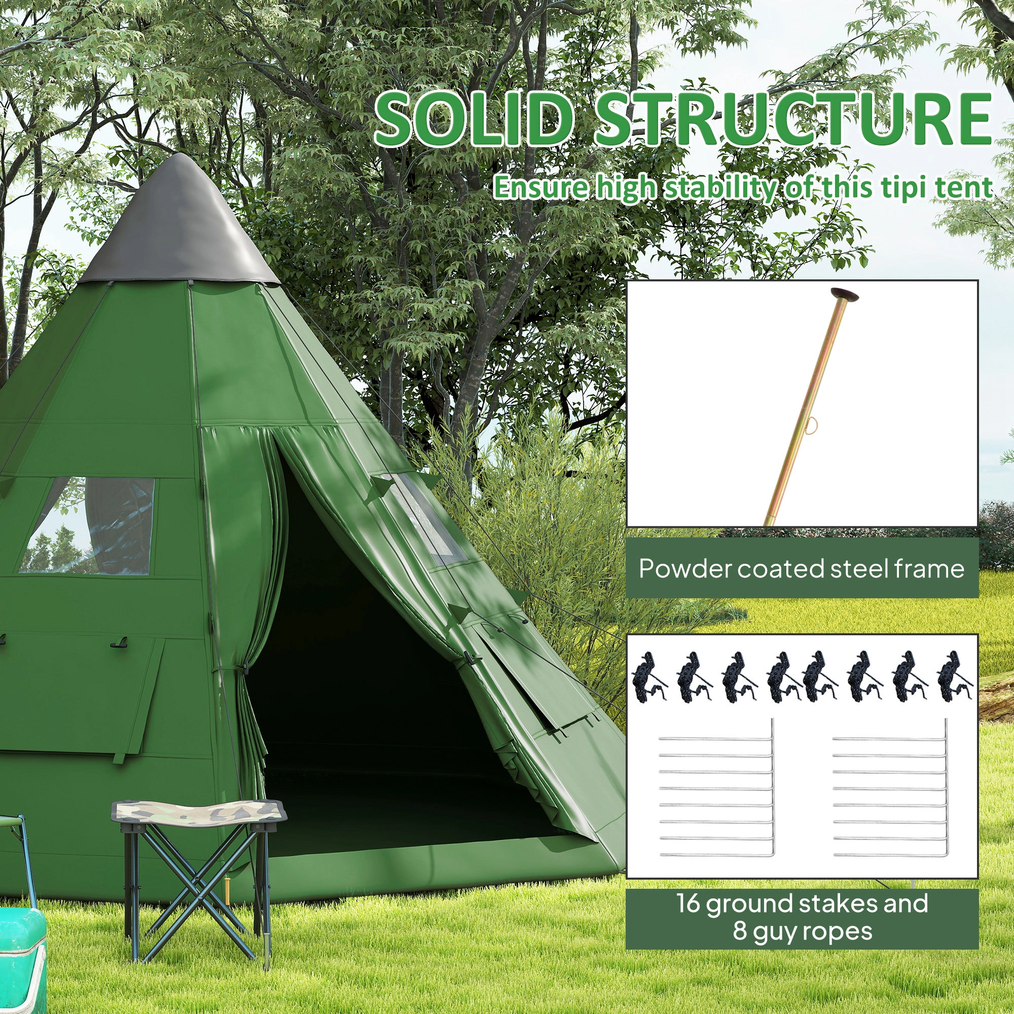 Camping Tent 3-4 Person, Waterproof Family Tent with Easy Setup, Vestibule & Carry Bag view 4