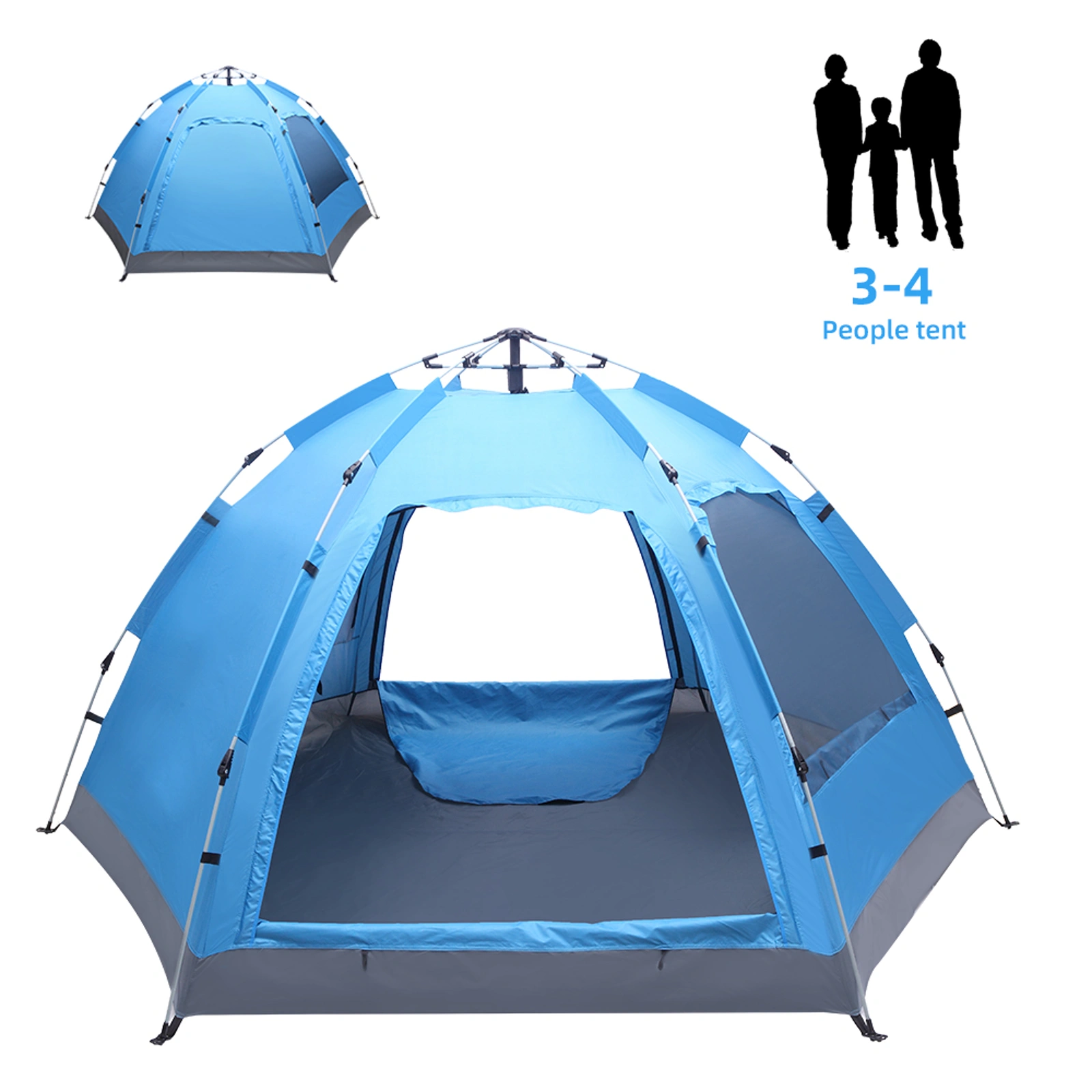 3-4 Person Automatic Family Tent Instant Pop Up Waterproof for Camping Hiking Travel Outdoor Activities view 10