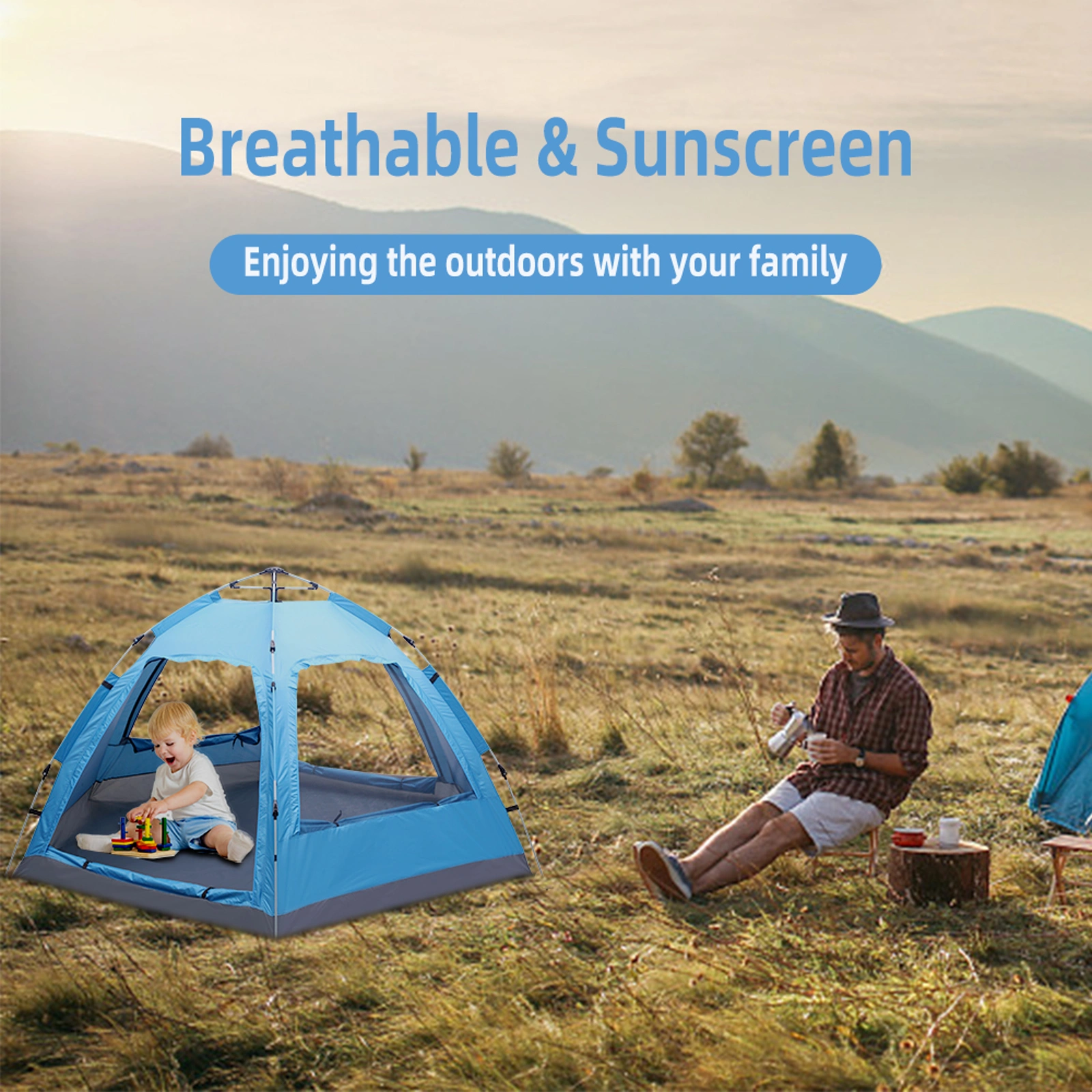3-4 Person Automatic Family Tent Instant Pop Up Waterproof for Camping Hiking Travel Outdoor Activities view 15