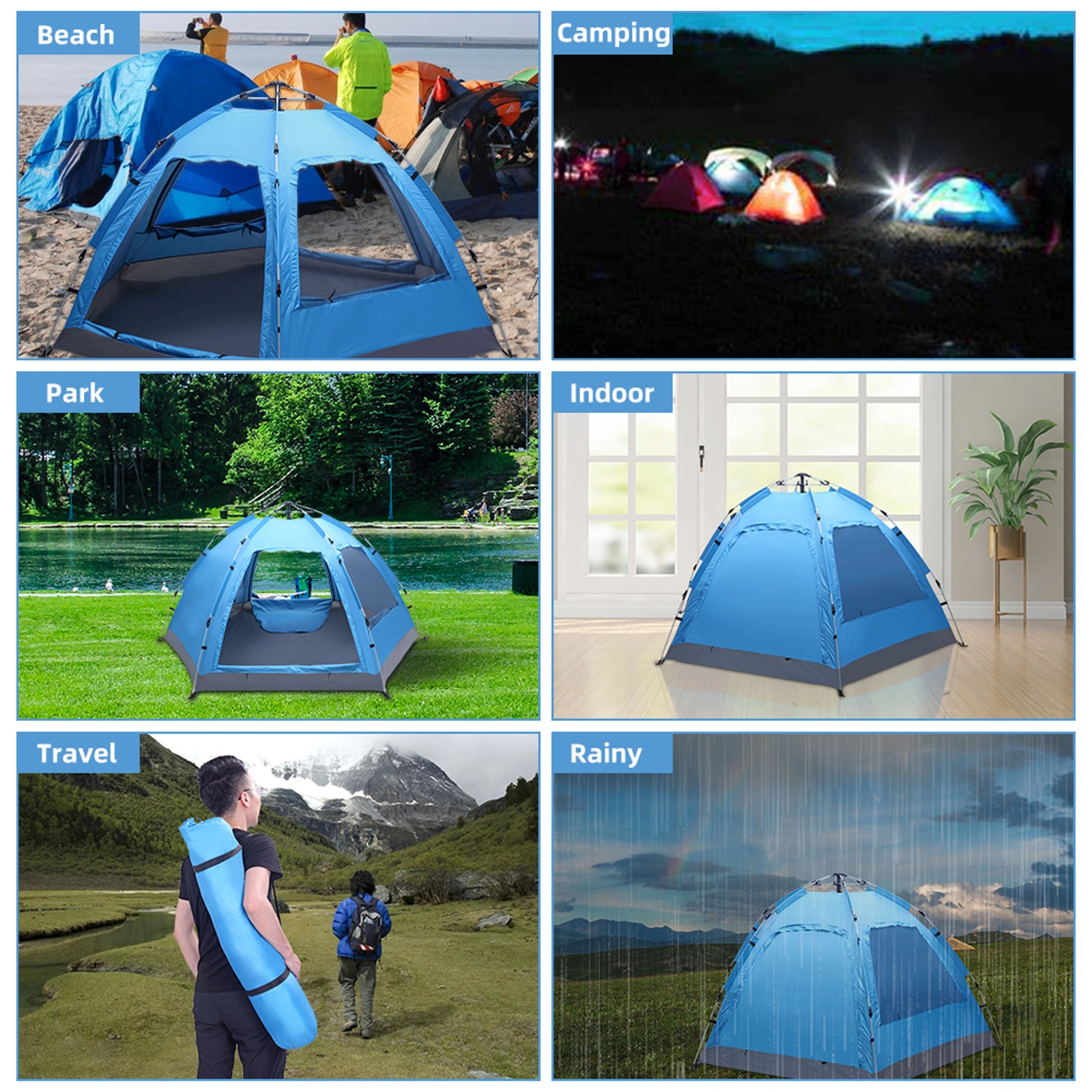3-4 Person Automatic Family Tent Instant Pop Up Waterproof for Camping Hiking Travel Outdoor Activities view 17