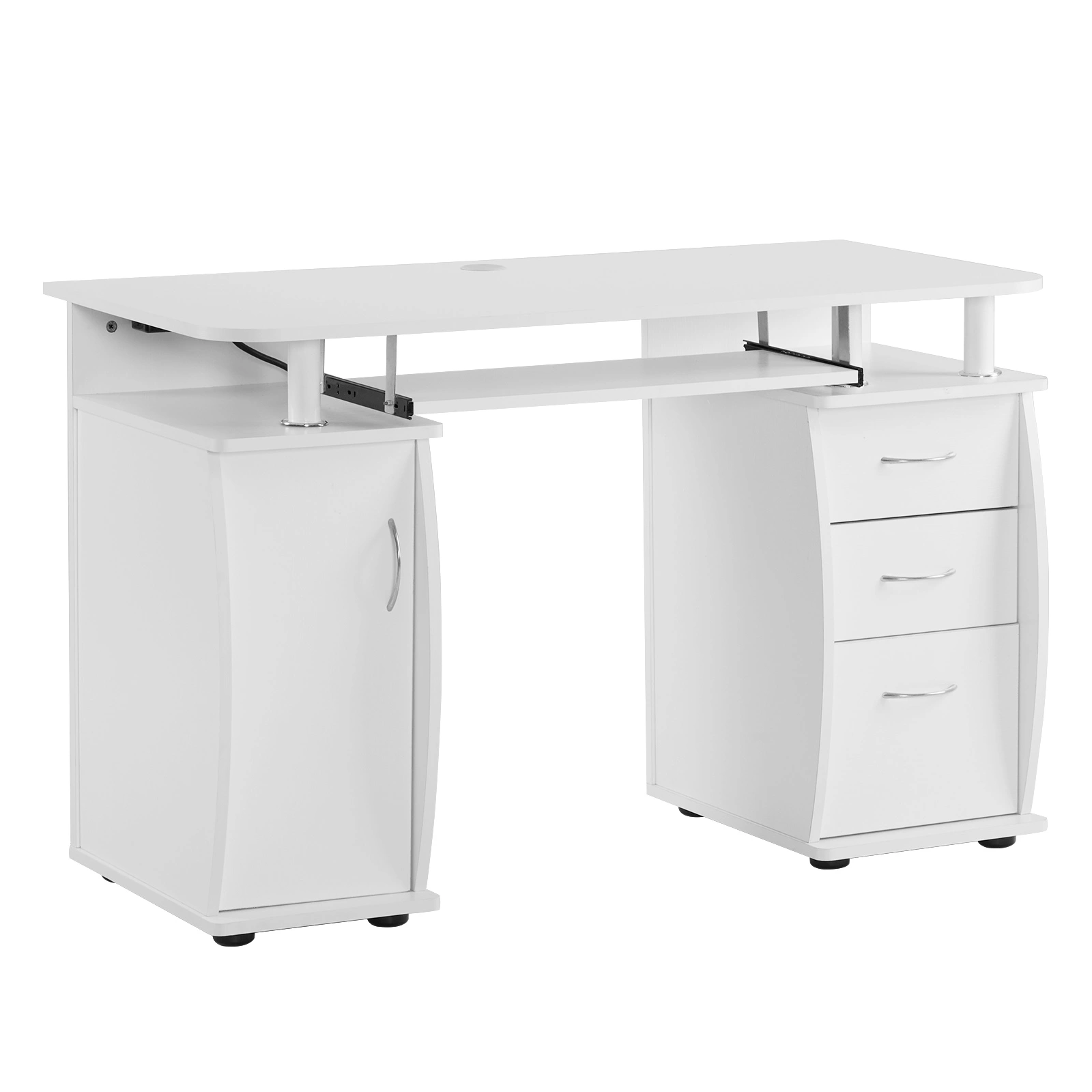 Embossed White Particle Board with Melamine Laminate 1155574cm One-Door Three-Drawer Computer Desk view 14