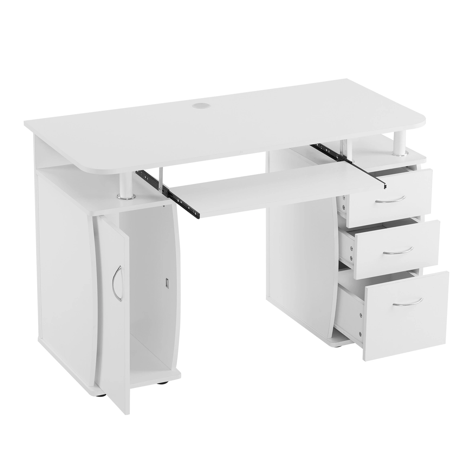 Embossed White Particle Board with Melamine Laminate 1155574cm One-Door Three-Drawer Computer Desk view 7