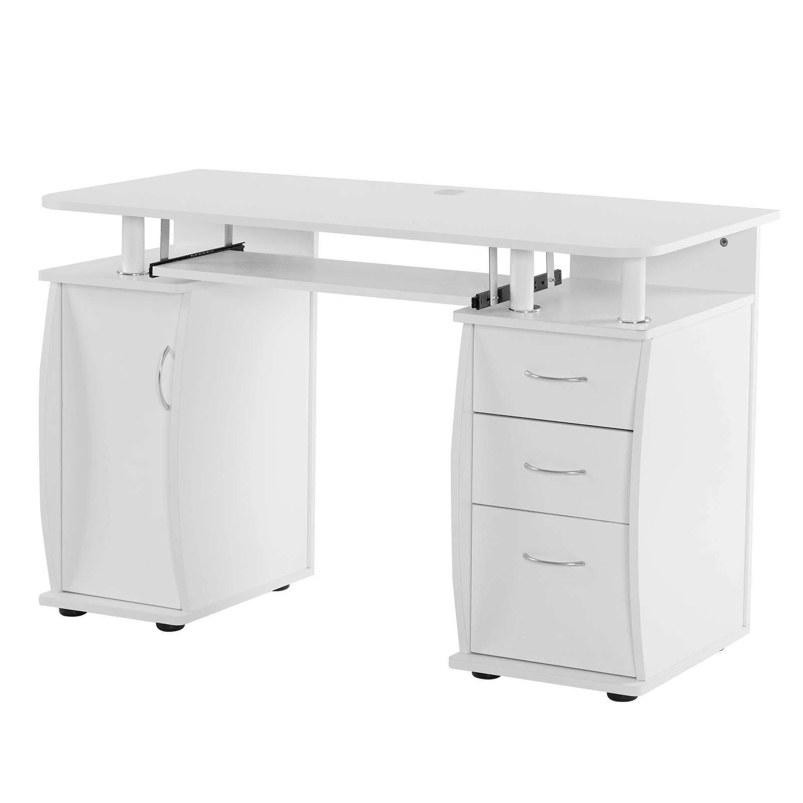 Embossed White Particle Board with Melamine Laminate 1155574cm One-Door Three-Drawer Computer Desk view 8