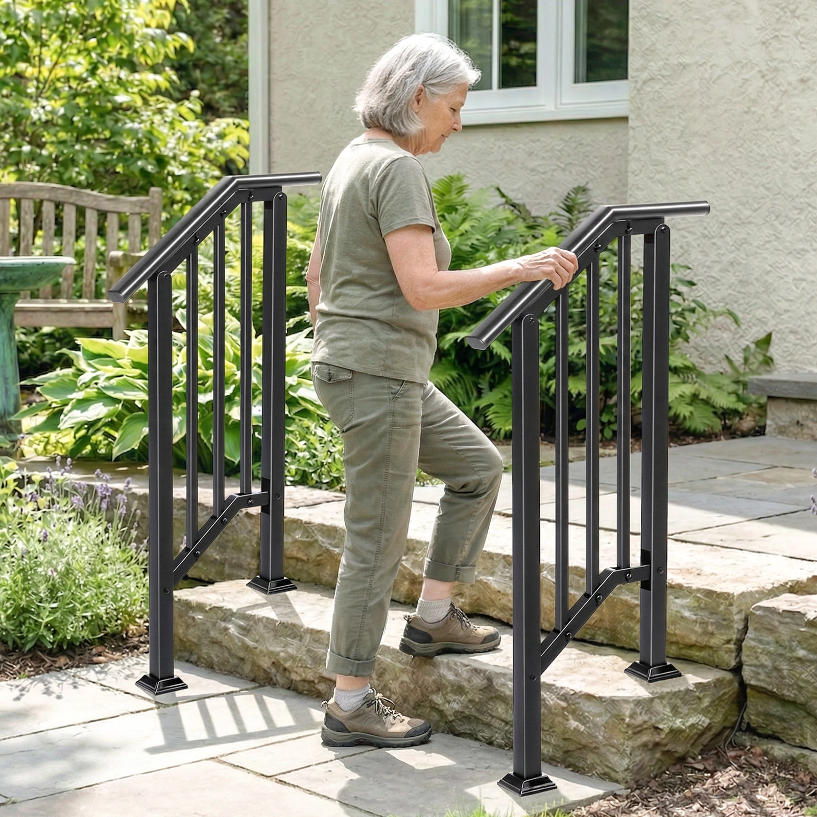 Handrails for Outdoor Steps Fits 1 to 2 Steps view 7