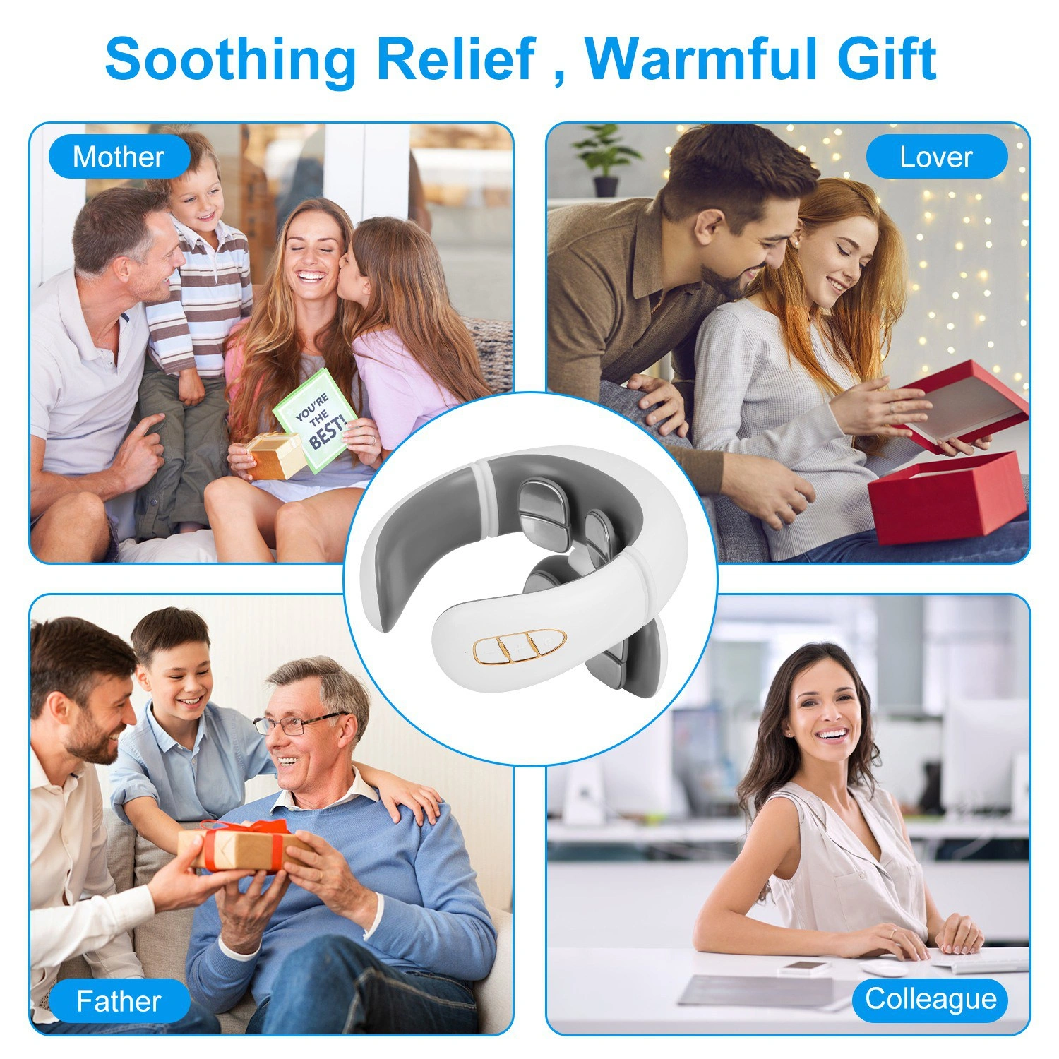 Portable Heated Neck Massager with Remote, TENS EMS 8 Heads, 6 Modes 20 Intensities, 15Min Auto Off, USB Rechargeable, Electric Pulse Neck Pain Relief view 8