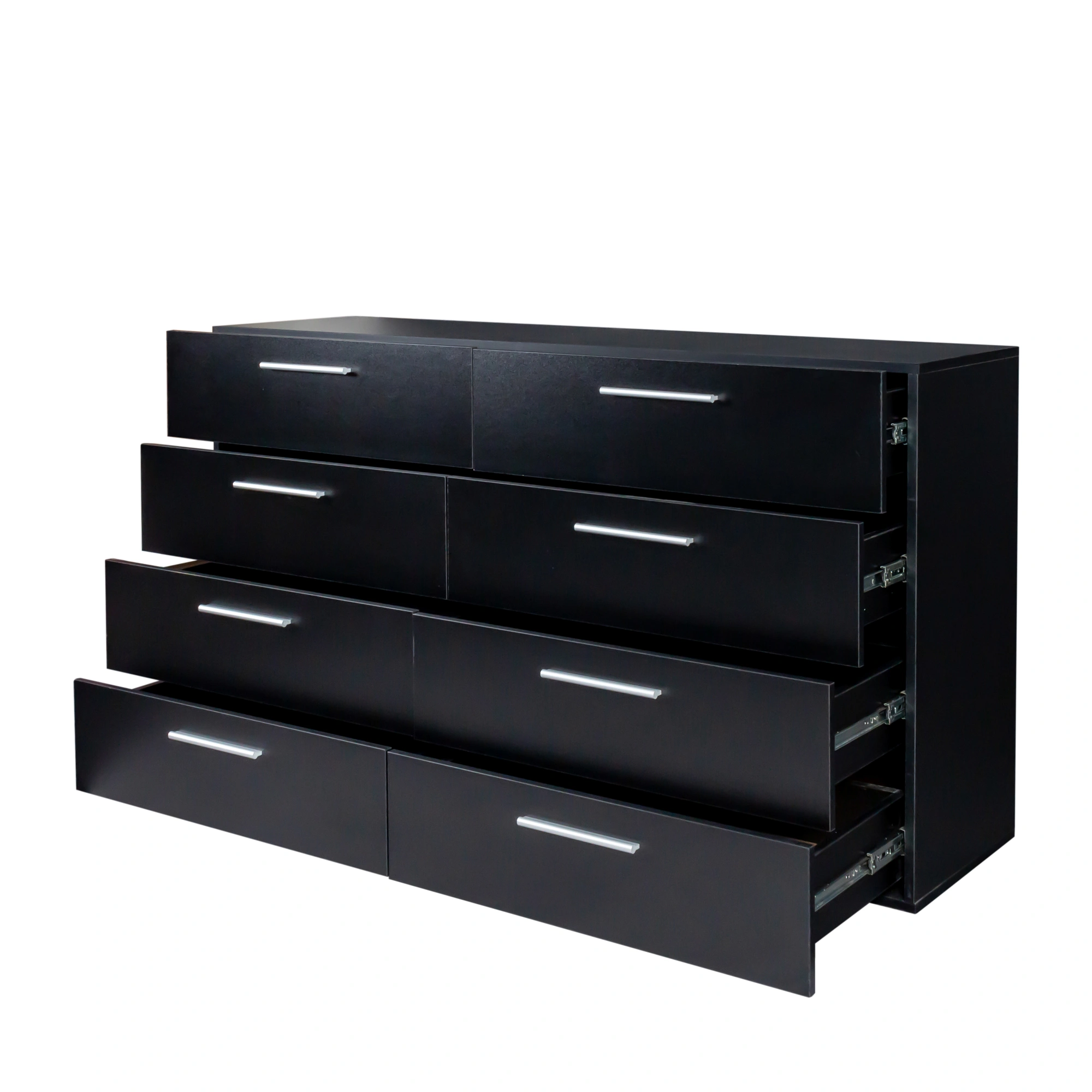 8 Drawer Double Dresser for Bedroom, Wide Storage Cabinet for Living Room Home Entryway, Black view 8