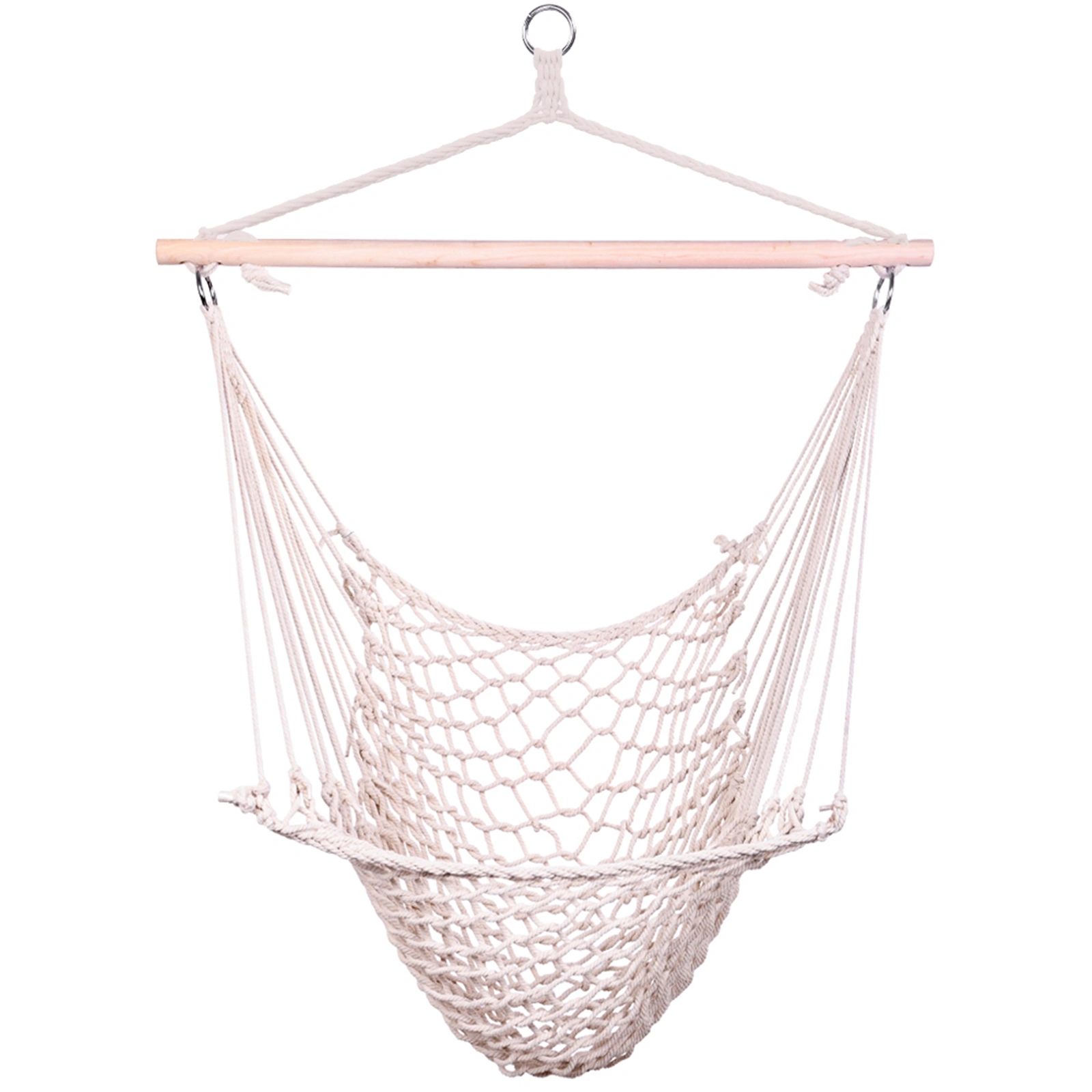 Beige Hanging Rope Air Swing Chair Sky Chair Outdoor Indoor Porch Swing Seat view 3