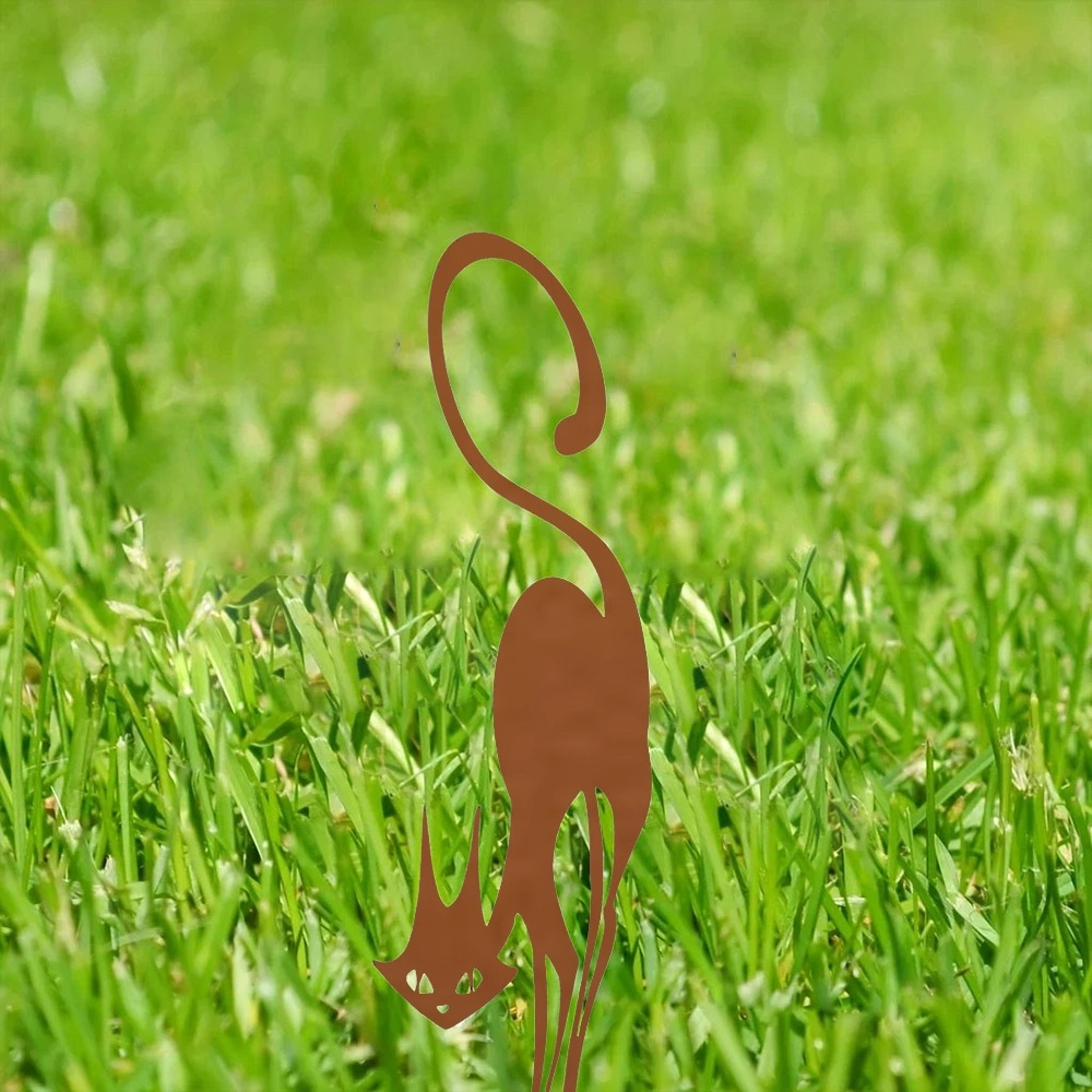 CIFbuy1pc Charming Rusty Series of Wrought Iron Crafts - Cat Halloween Fence Ornaments. Outdoor Garden Statue Ornaments for Garden Party Decor.(TikTok/temu self-pickup orders) view 14
