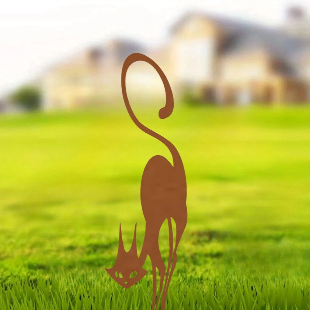 CIFbuy1pc Charming Rusty Series of Wrought Iron Crafts - Cat Halloween Fence Ornaments. Outdoor Garden Statue Ornaments for Garden Party Decor.(TikTok/temu self-pickup orders) view 5